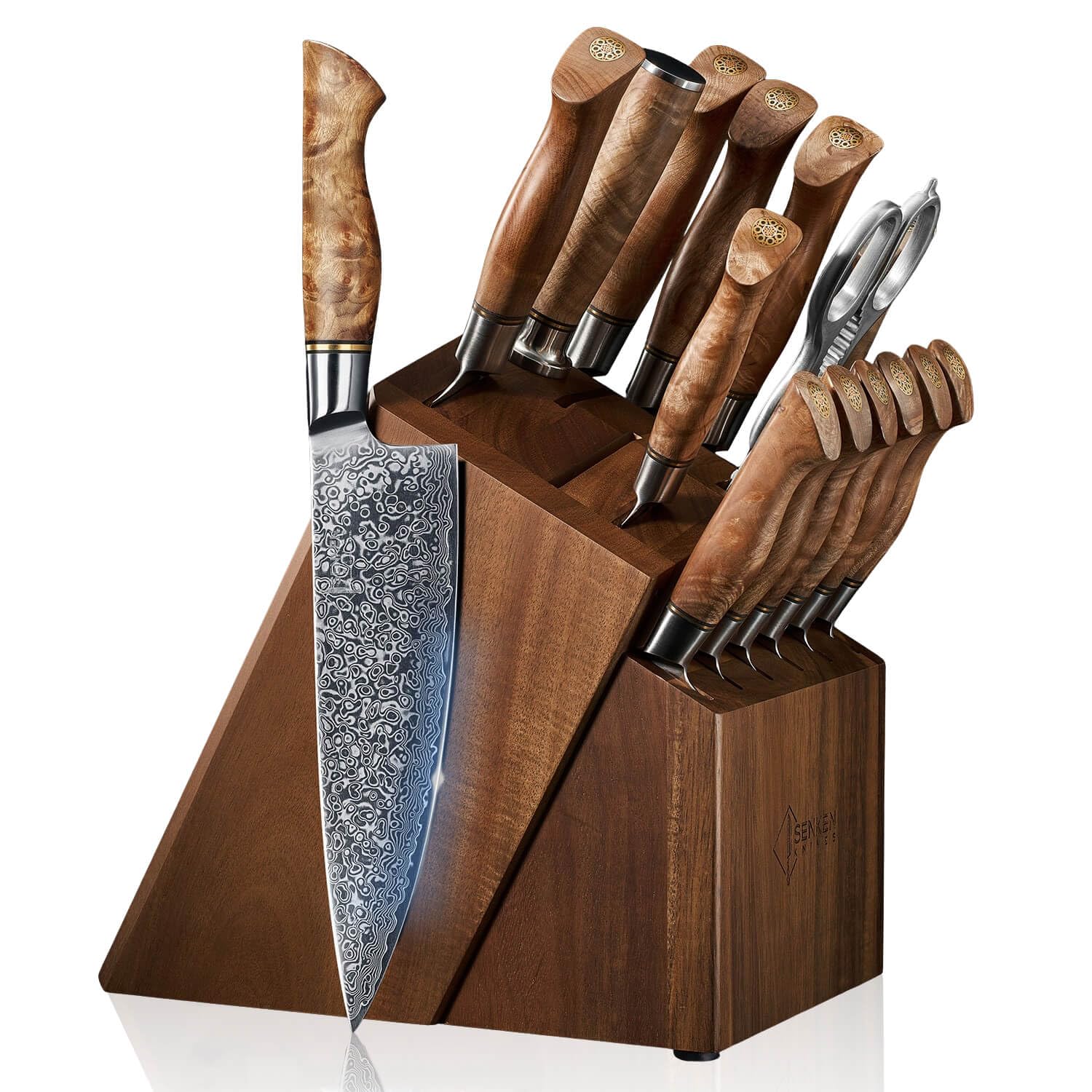 Amazon.com: SENKEN 16-Piece Damascus Knife block Set - The Dynasty