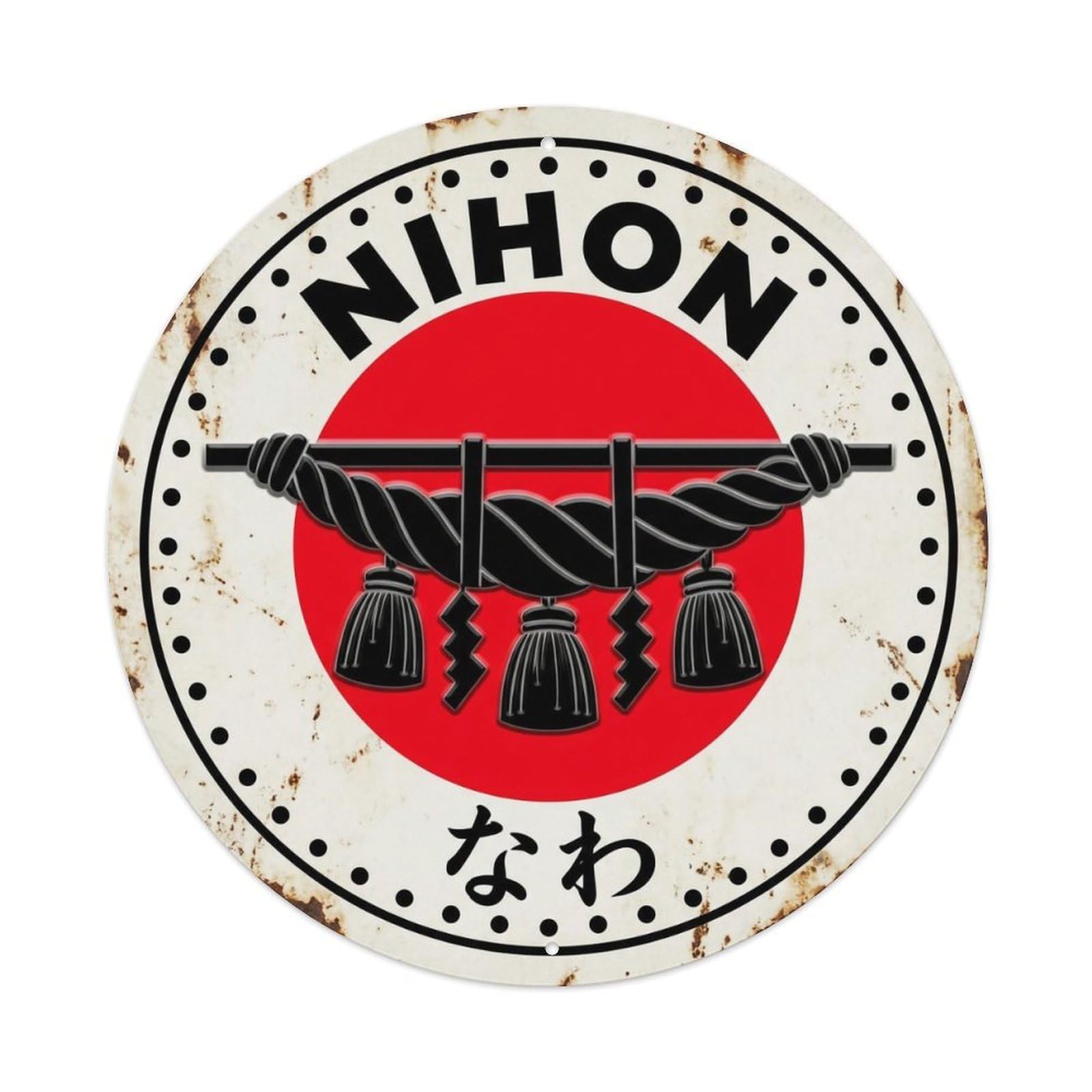 Yrnq 8X8inch Vintage Style Shrine Rope Nihon Sacred Binding Historic Metal Tin Sign