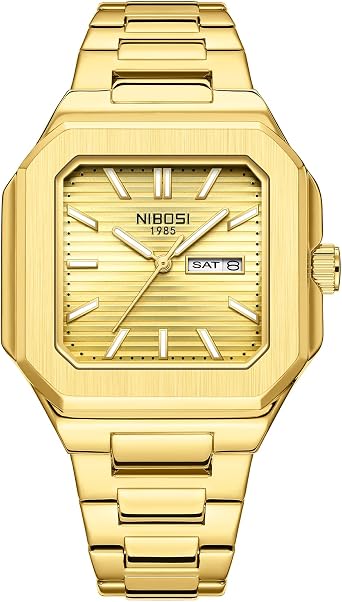 NIBOSI Armbanduhr Herren Analog Quarz für Männer Quadratisch Datum