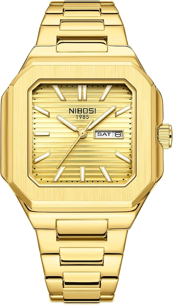 NIBOSI Armbanduhr Herren Analog Quarz für Männer Quadratisch Datum