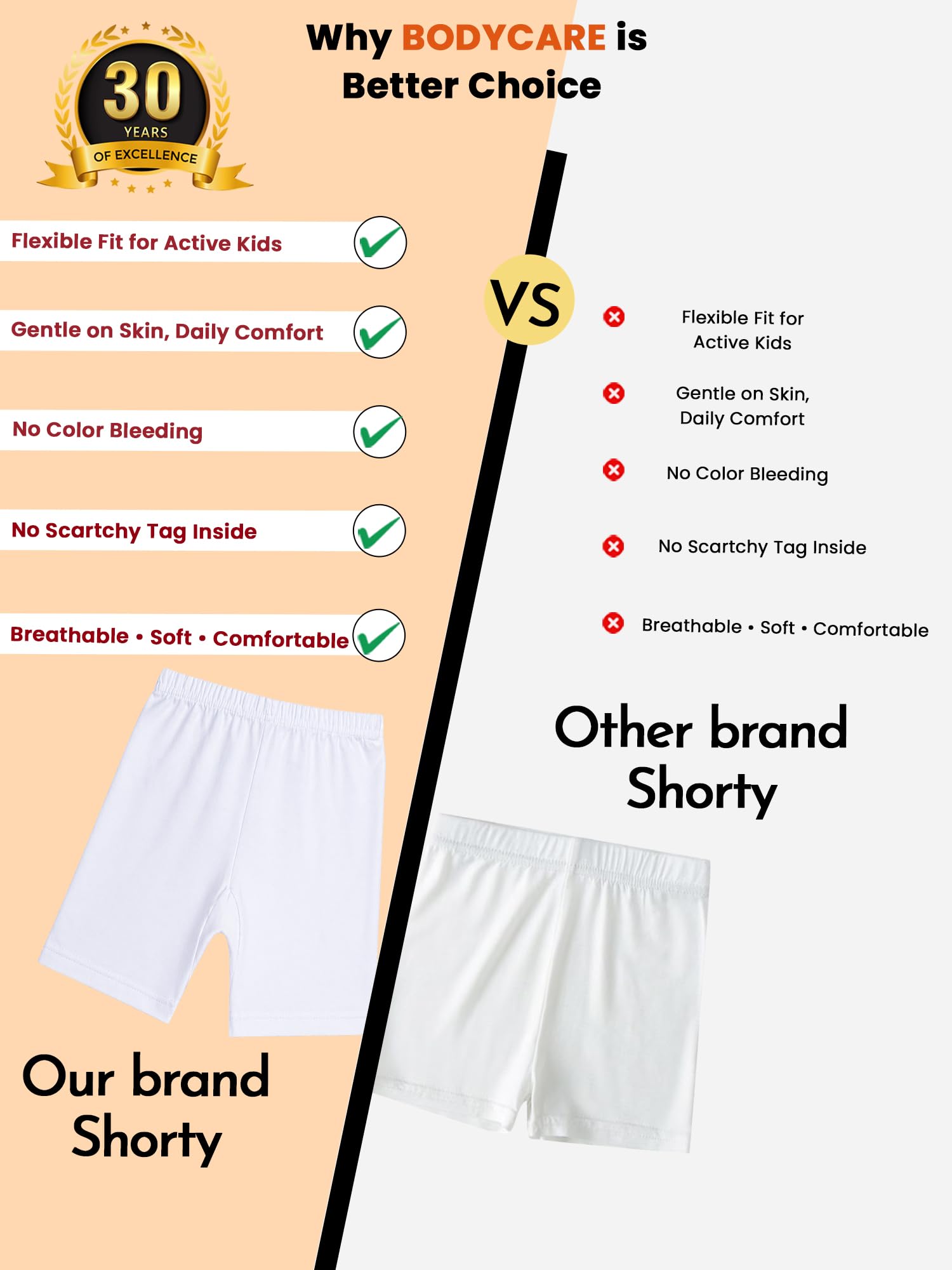 BODYCARE Girls Cycling Shorts | 100% Cotton Stylish, Comfortable & Durable Shorts for Girls | Pack of 3… (Color & Print May Vary) White 3