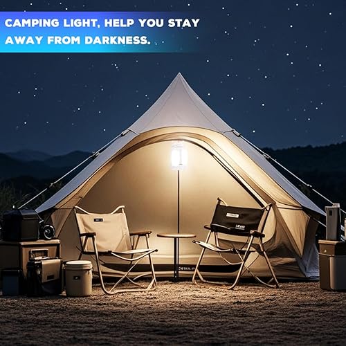 Miniatura 2 de Linterna plegable para campamento, luces de campamento recargables, 4000 lúmenes, 6 modos de luz, faroles impermeables para cortes de energía,