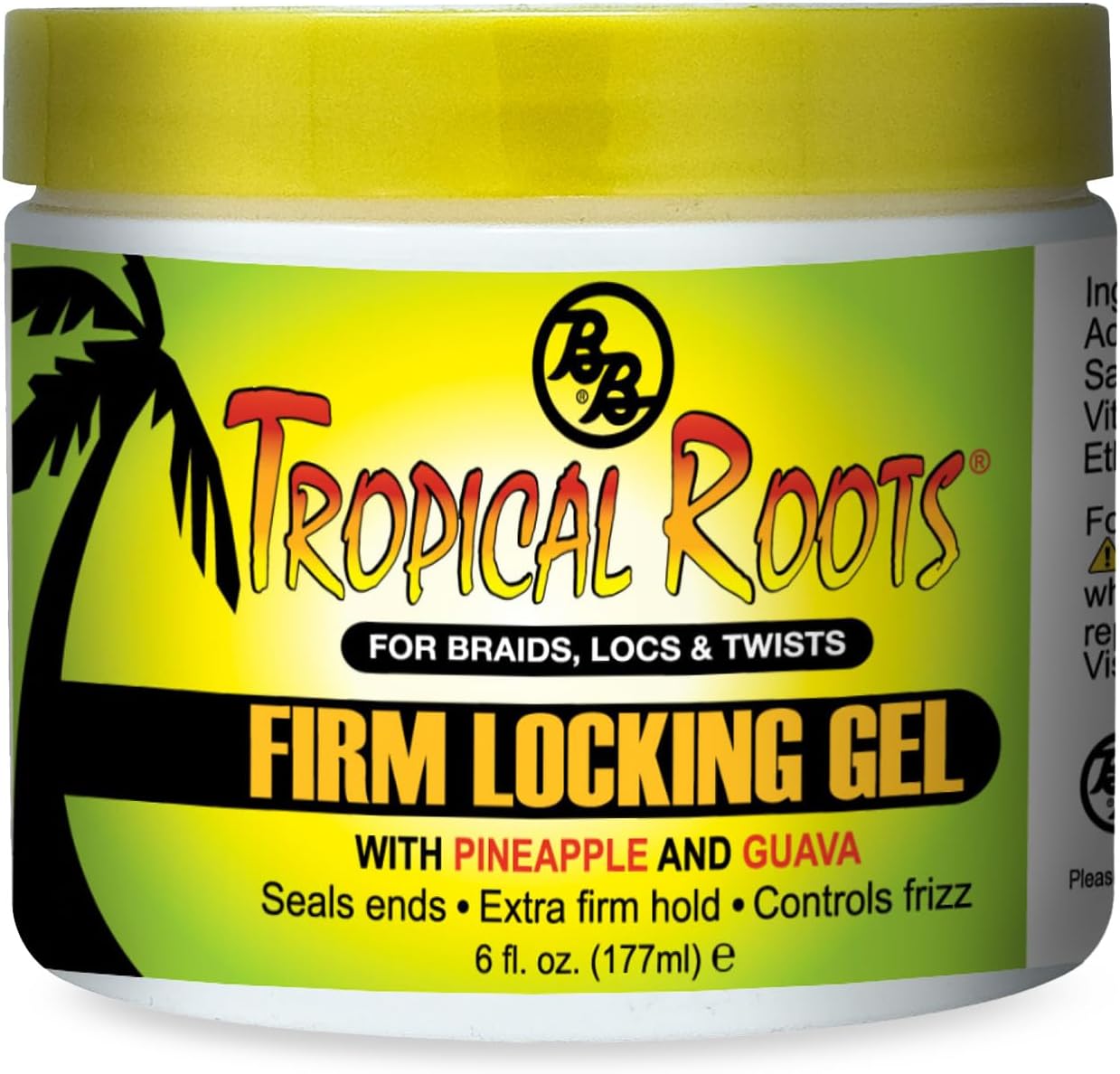 Bronner Bros Tropical Roots Firm Locking Gel - Loc & Twist Gel Ideal for Braids, Twists & Locs with Pineapple & Guava Extracts, Vitamins B5 & B12 - Strong Hold, Non-Flaking, Moisture & Shine - 6oz