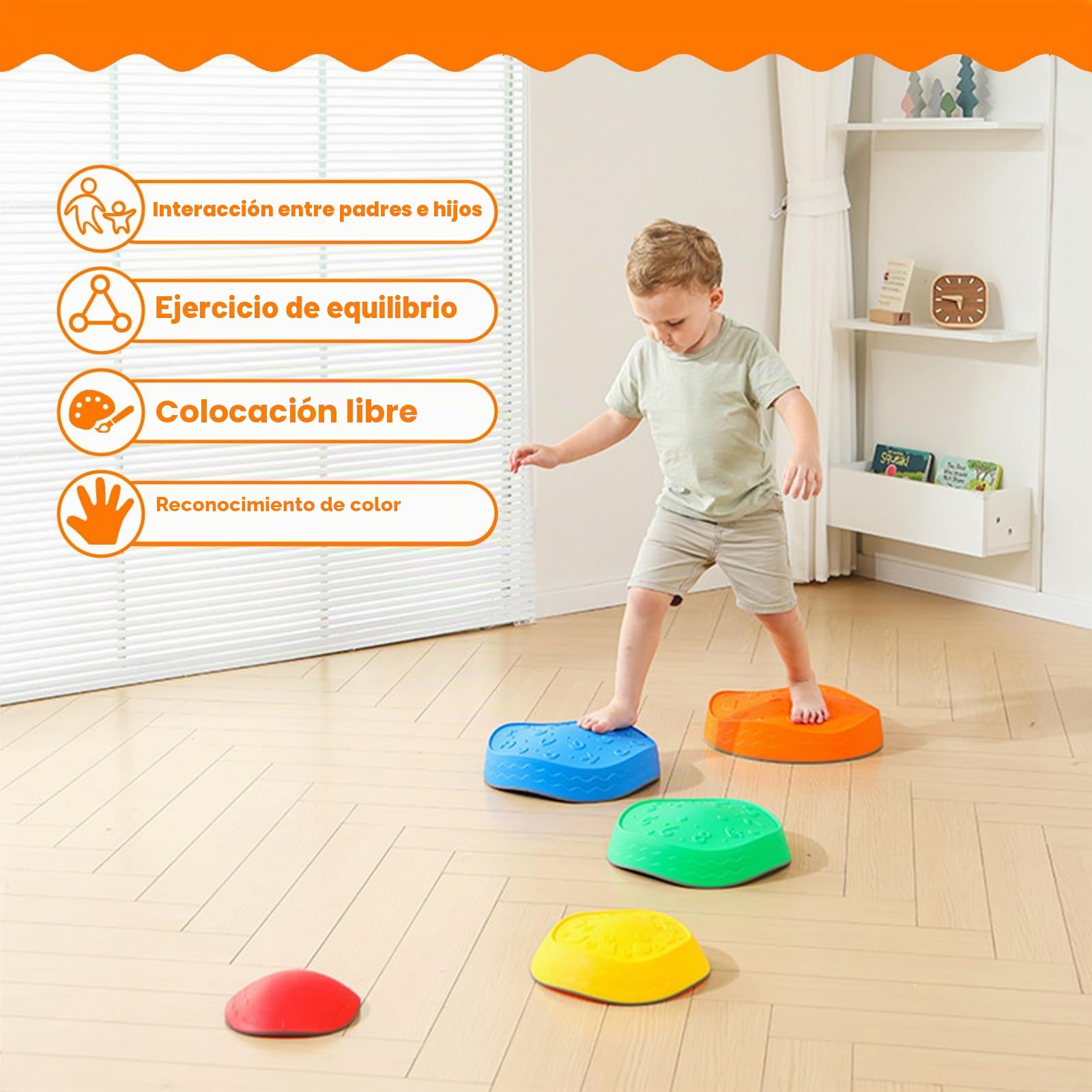 Piedras de Equilibrio para Niños, 5 Piedras Antideslizante Apilables, Juego Equilibrio Niños, Entrenamiento de Equilibrio en Interiores y Exteriores, Que Fomentan el Equilibrio y Habilidades Motoras