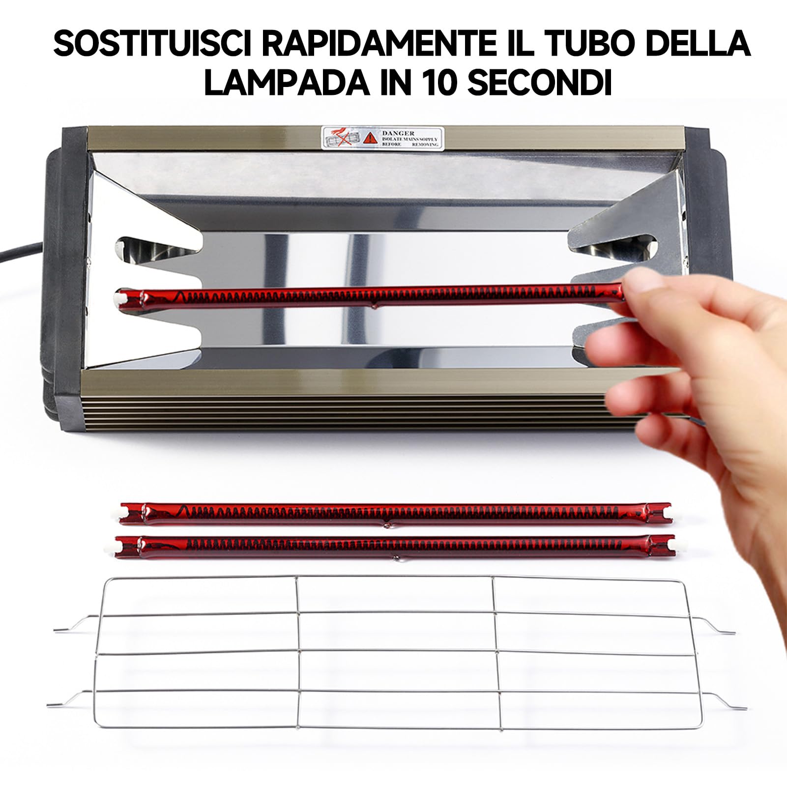 DATOUBOSS Lampada Infrarossi per Carrozzeria 2000W,Lampada per Asciugatura Vernice, Lampada Asciugatura carrozzeria con Timer 0–90 per Riparazione Carrozzeria Auto e Lavori di Verniciatura (650×500m)