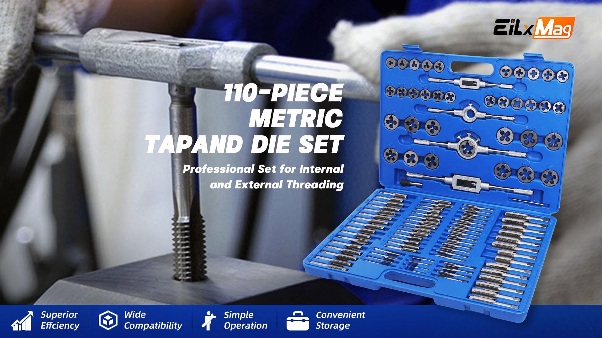 メ*ィ　ディップス&プレートストレージセット EilxMag 110PCS Tap and Die Set, Metric Tap and Die Rethreading Kit