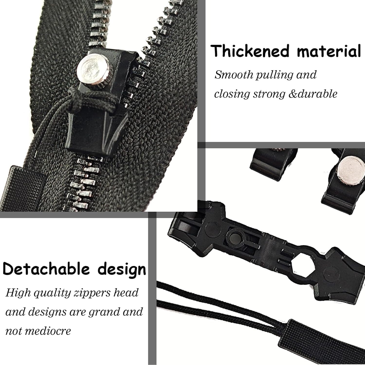 Generic 5 Pcs Instant Zipper Repair Kit, Universal Zipper Slider Replacement, Adjustable Zipper Fixer Zipper Pull for Luggage Backpack Wallets Suitcases Tents Jackets Skirts (Larger Size Only) 1