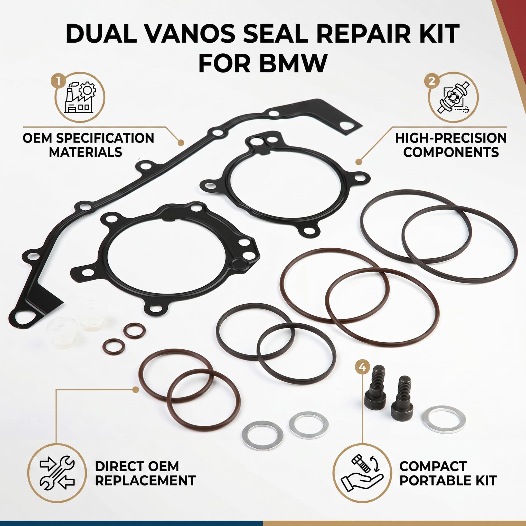 Kit di riparazione guarnizione O-ring, kit di riparazione guarnizione O-ring doppia guarnizione Vanos di ricambio per E36 E39 E46 E53