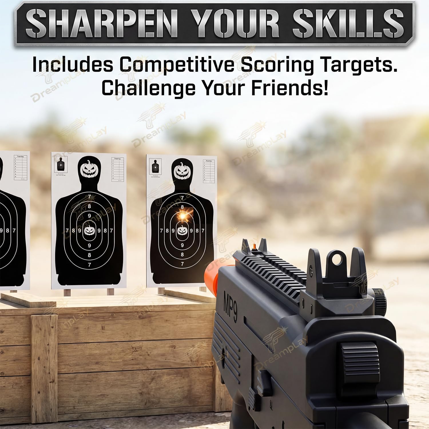 Dreamplay MP9 Toy Gun, Realistic Automatic Shell Ejecting Toy Gun with Buttplate Pull Back Action Shooting Games Education Model Toy for Kids Gifts