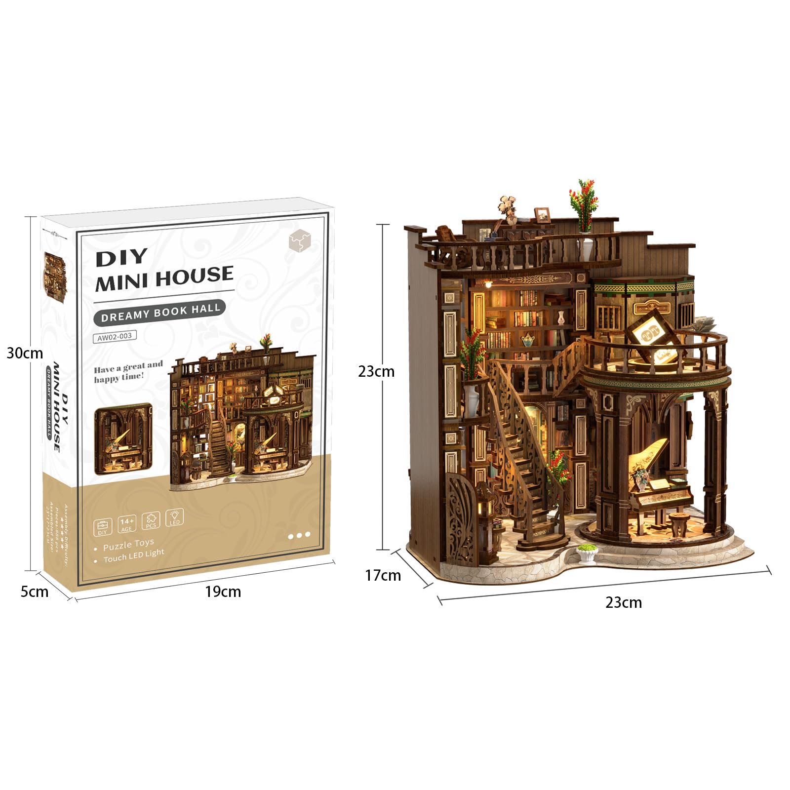 Zestaw do samodzielnego wykonania książek dla dorosłych, drewniane puzzle 3D, z oświetleniem LED, na Boże Narodzenie, urodziny, prezent