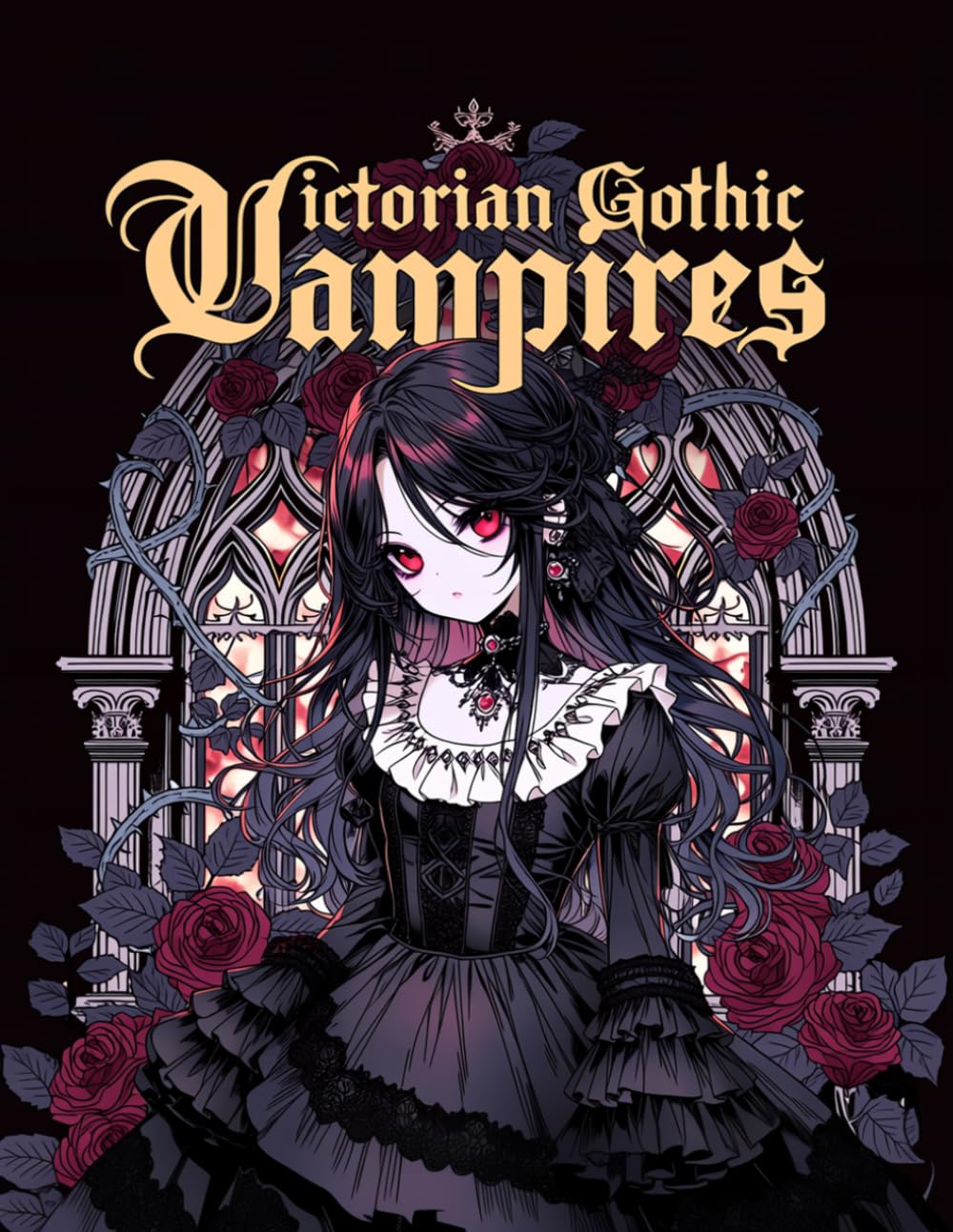 Victorian Gothic Vampires: A Dark Anime Horror Girls Coloring Book: Gothic Manga Art with Haunting Victorian Fashion and Dark Fantasy Illustrations for Adults