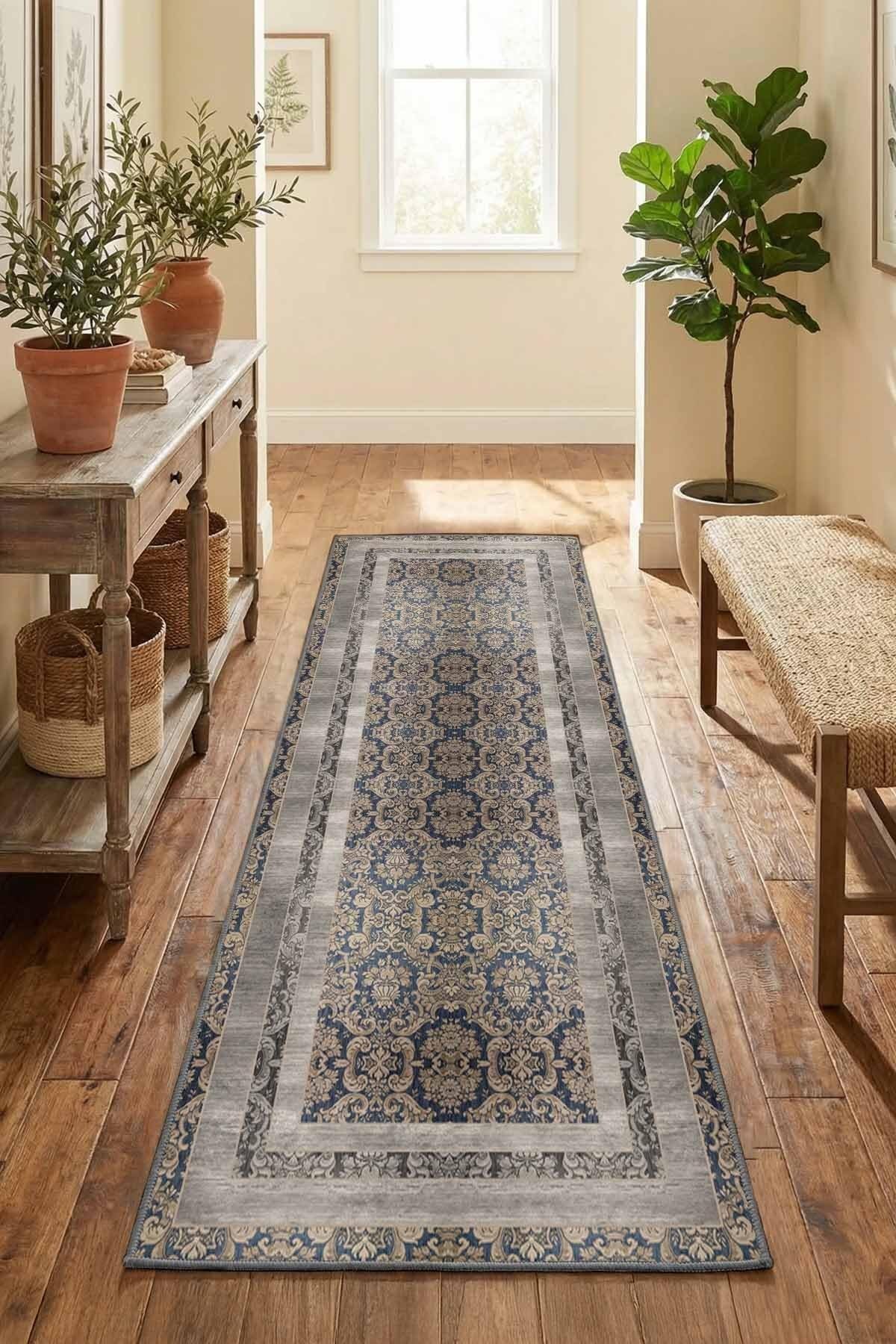 Monnhein Mor Yolluk Sur - Yıkanabilir, Kaymaz Taban, Dijital Baskılı, Leke Tutmaz, İnce Hav, Modern Koridor, Mutfak, Antre ve Salon için Dekoratif Yolluk