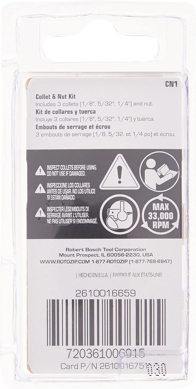 RotoZip CN1 Replacement Collet and Nut Kit,Silver