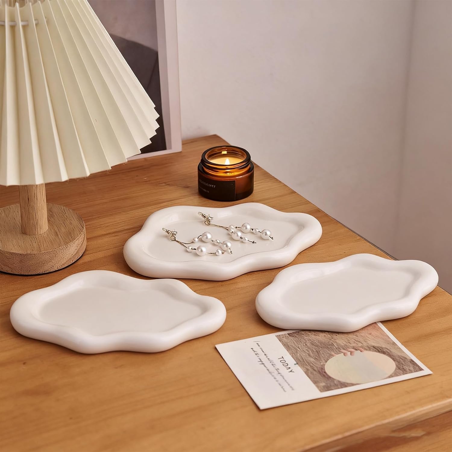 XINXUAN 3 PCS Set Ceramic Cloud Tray Set: A Multifunctional Decorative Storage Tray Suitable for Dressing Tables, bathrooms, Coffee Tables, Restaurants, and Other Multi Style Scenes