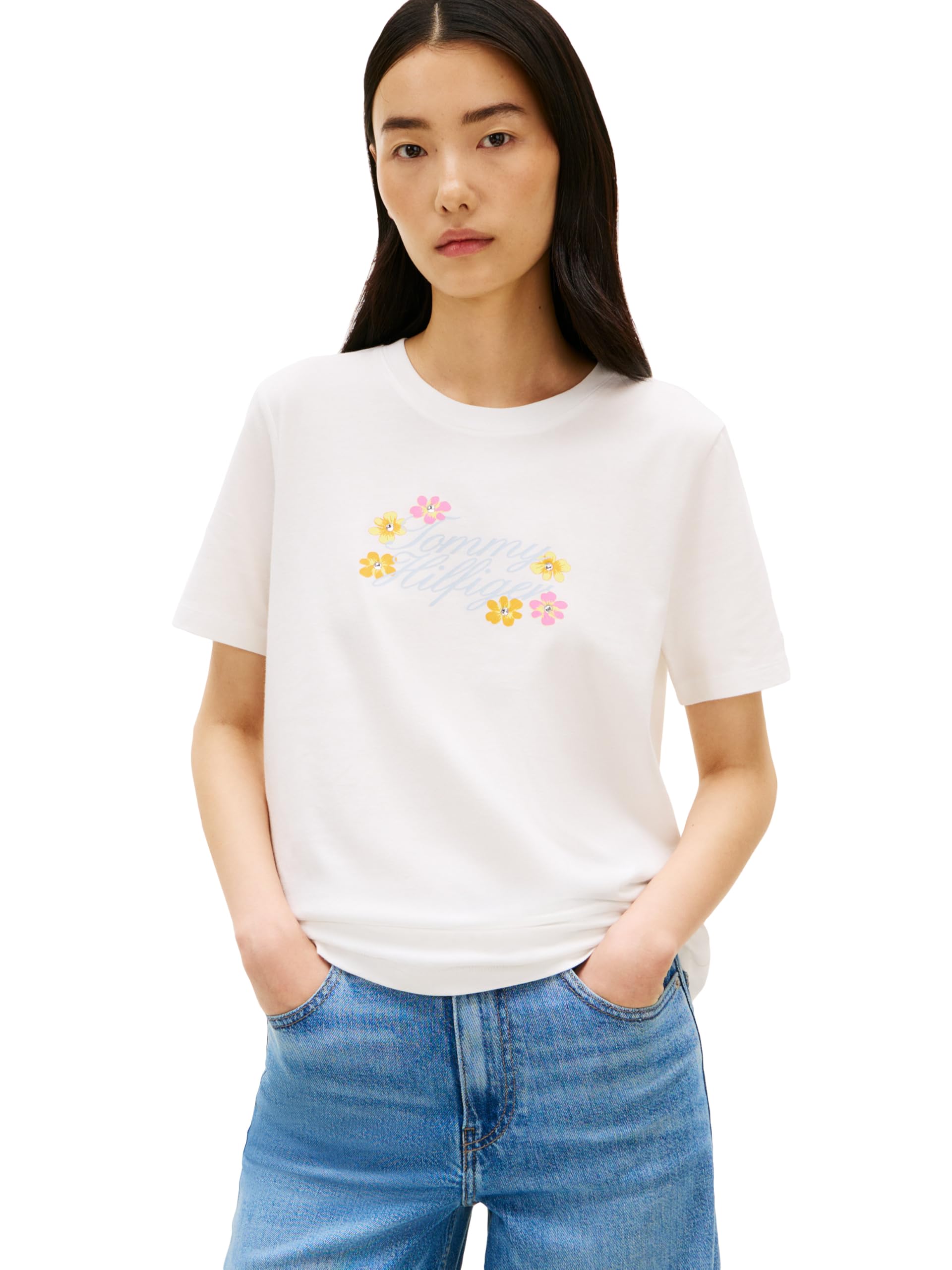 Women's Short Sleeve Cotton Graphic Logo Crew Neck T-Shirts