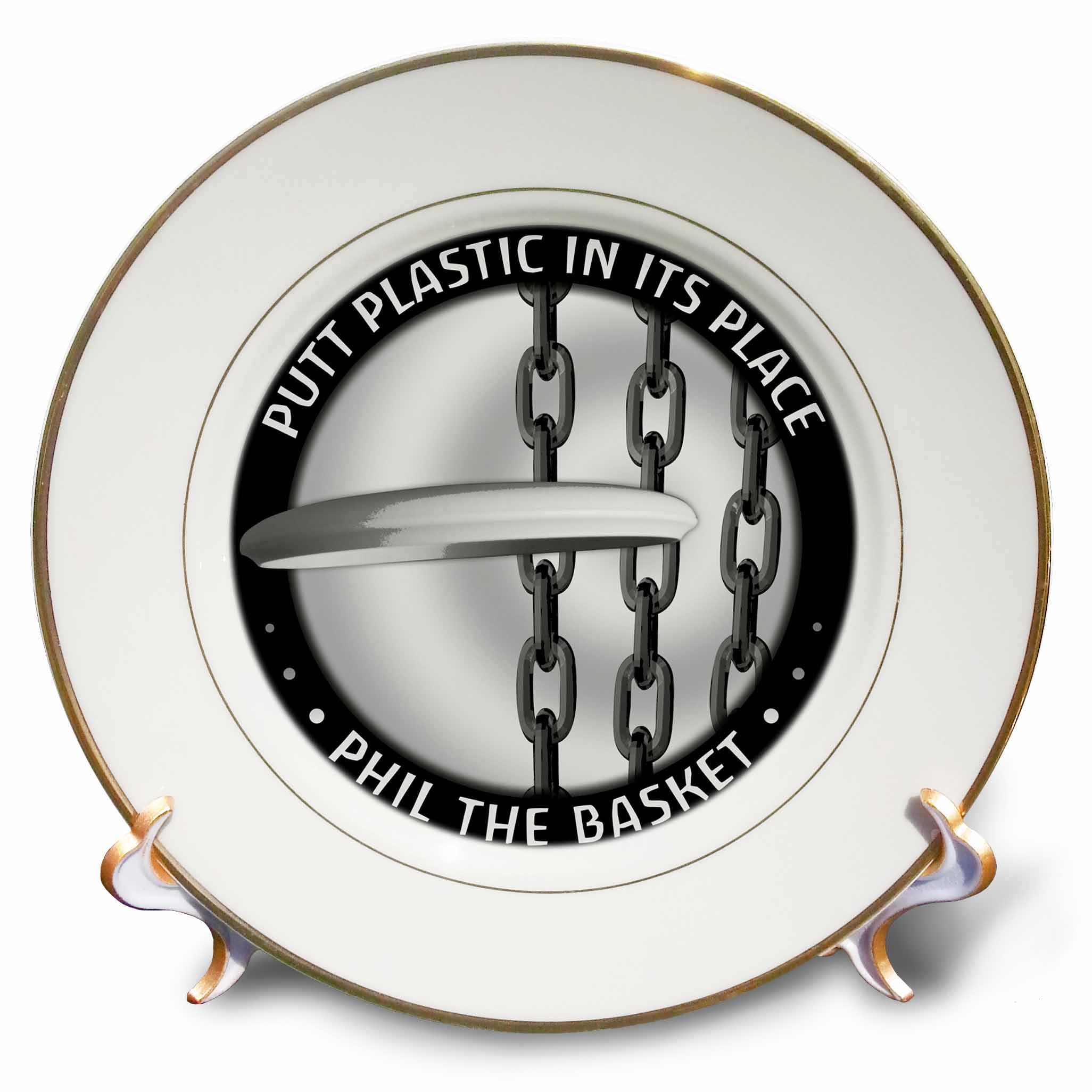 3dRose cp_18150_1 Phil The Basket 2 Frisbee Disc Golf Putter Thrown Into The Chains of a Basket Porcelain Plate, 8