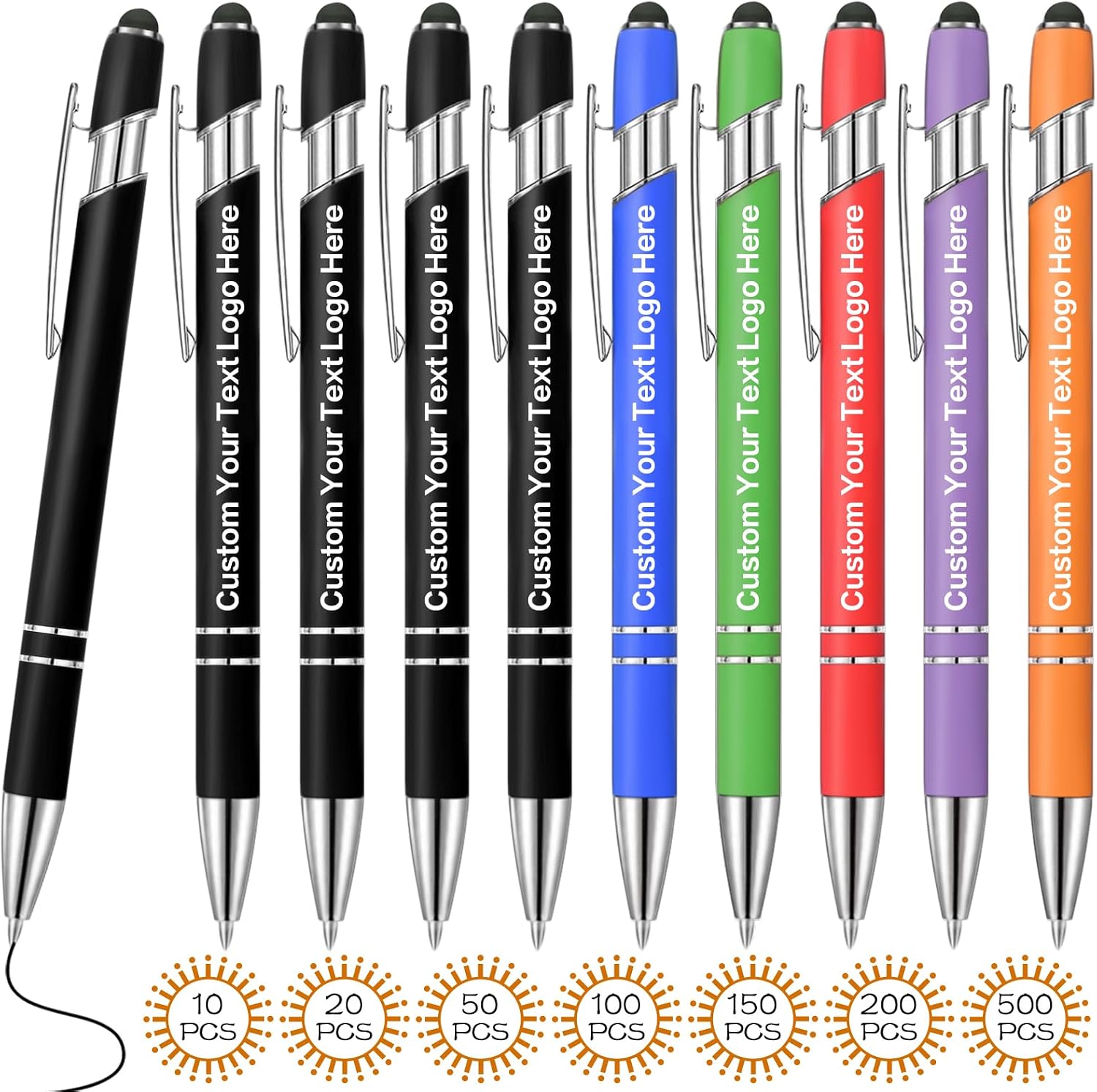 Scanect Custom pens bulk,Personalized Text/Logo,With stylus tips