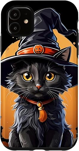 Miniatura 10 de iPhone XS Max Helloween Cat with Witch Hat Case