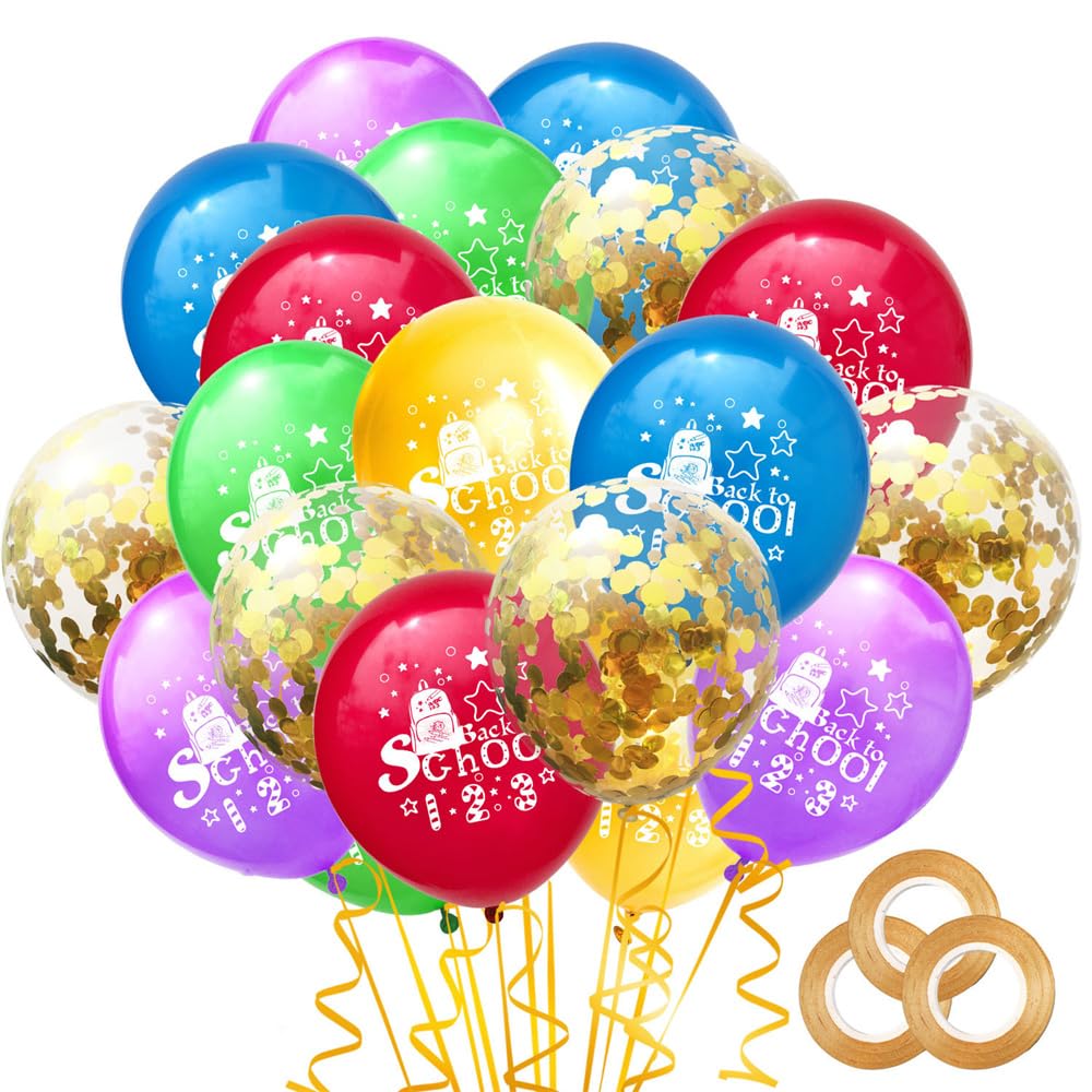 Pfylinqo40 Pieces Back To School Balloons, Colorful Schoolbag Latex Balloon Welcome Back To School First Day of School Balloons, Back to School Themed Party Balloon Decoration Arch Decor Supplies 12"