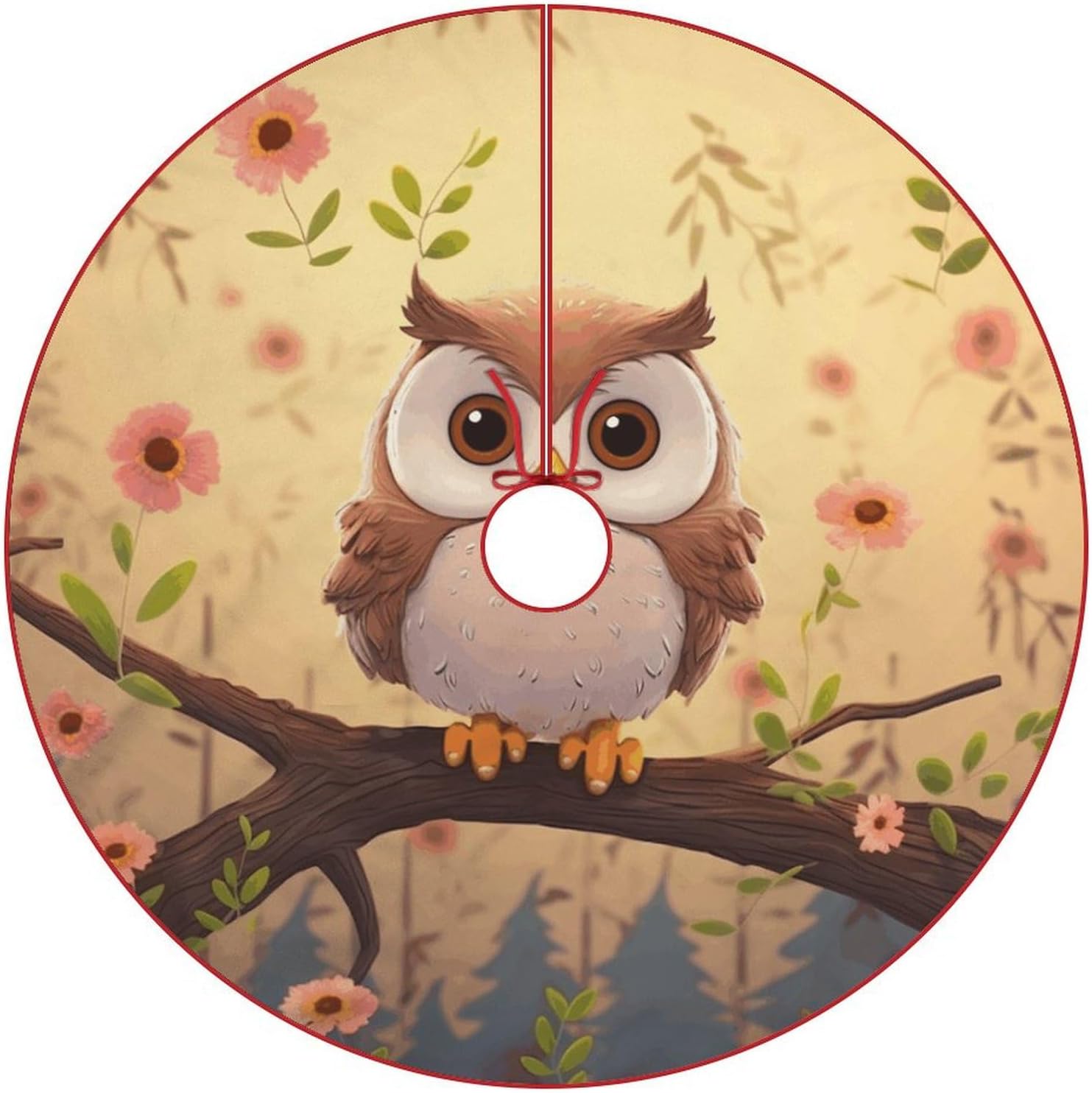Christmas Tree Skirt Large Tree Skirts Cute Owl Xmas Tree Skirt Christmas Decoration Christmas Tree Mat for Indoor Outdoor Holiday Party Xmas Tree Decor