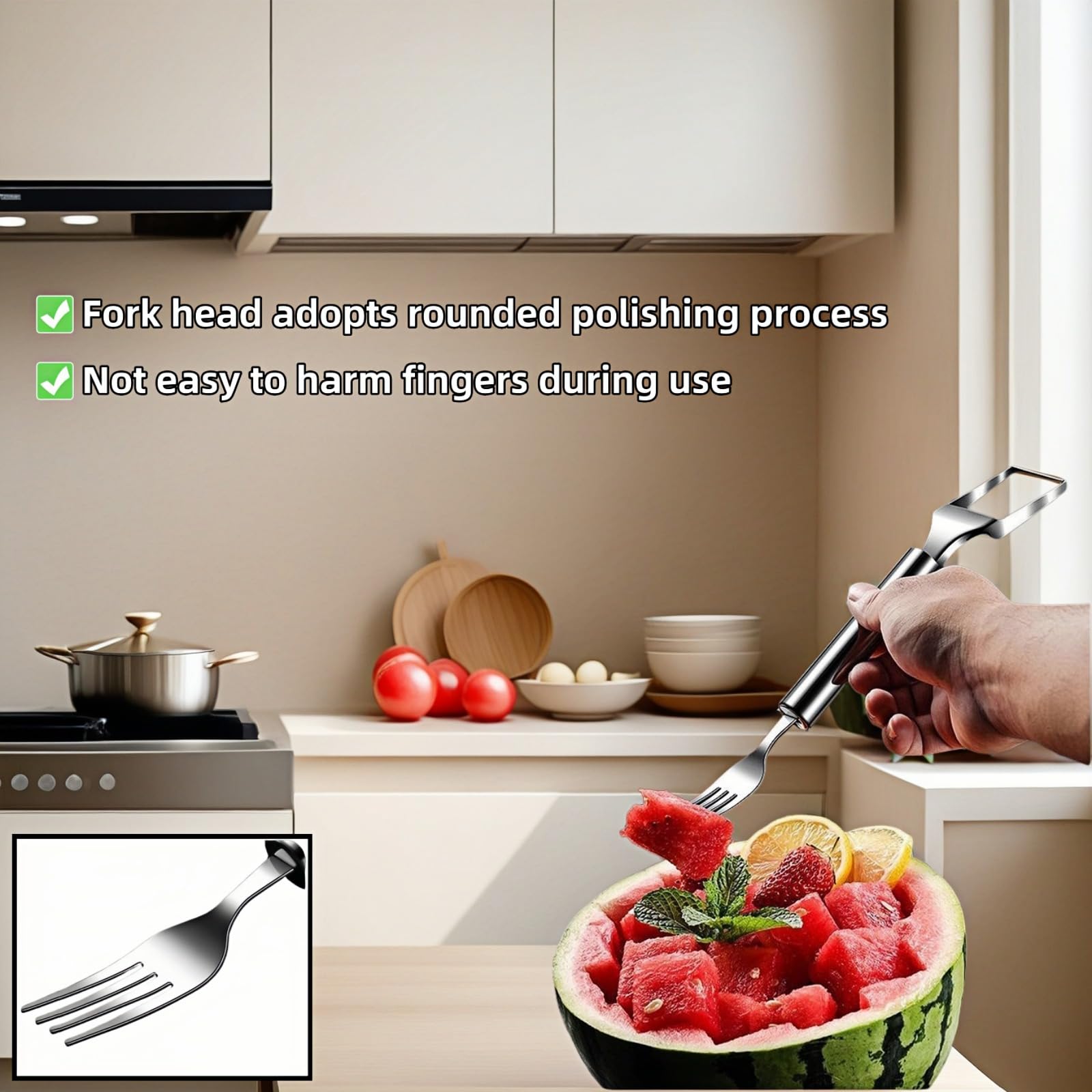 2-in-1 Stainless Steel Watermelon Slicer & Fork | Easy Cut, Serve, Enjoy | Kitchen & Camping Must-Have Tool for Fruit Salad, Parties, BBQ | Dishwasher Safe & Rust-Proof (Pack of 2) — Amazon image 8