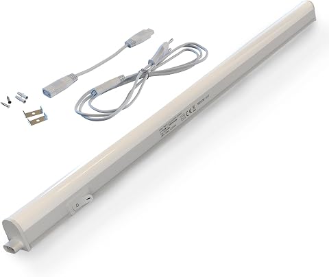 BRILONER - Barra LED sottopensile, con interruttore, da interni, 8 W, 800lm, 4.000K lampadine integrate, Lampada Sottopensile, per Pensili e Mobili Cucina, Connessione modulare, 58.5x2.2x3cm (LxAxL)