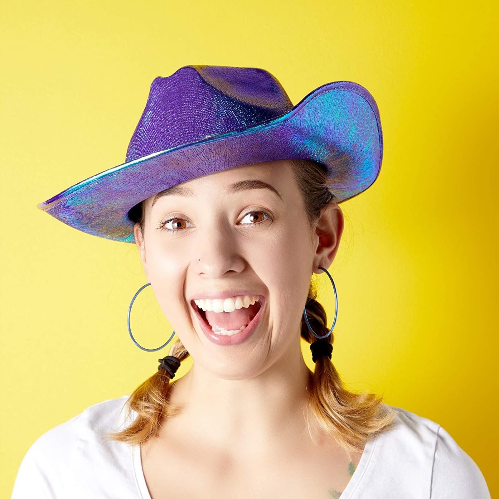 Zodaca Holographic Cowboy Hat - Purple Metallic Western EVA  display picture 2
