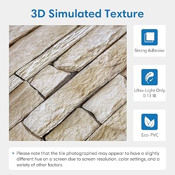 COMSTICKC 3D Faux Stone Wall Panels Peel and Stick, 10 Pcs 11.8 x 11.8