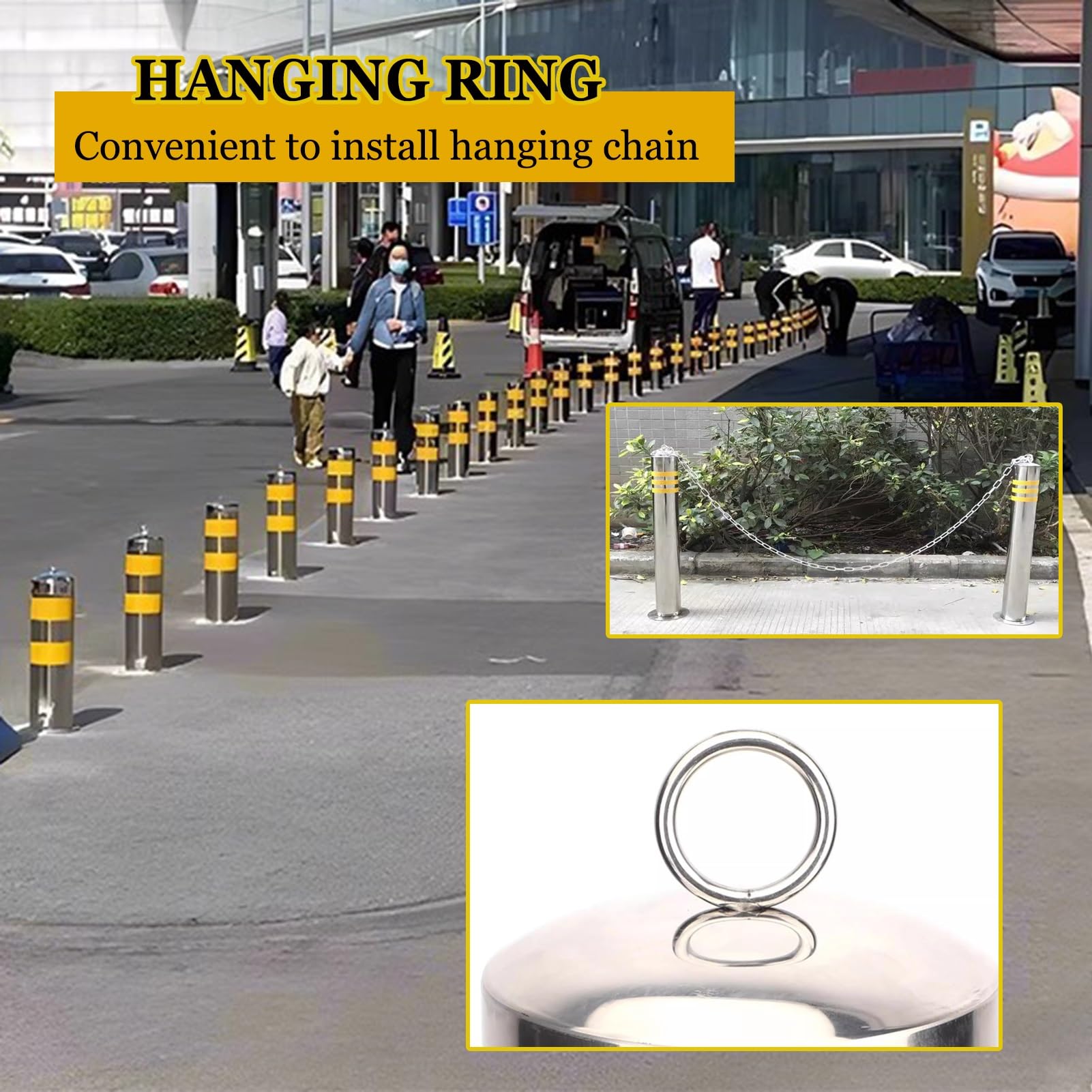 Poste de Bolardo Bolardo De Seguridad De 30 Pulgadas De Altura para Áreas Sensibles Al Tráfico, Poste De Bolardo Extraíble De 4,4 Pulgadas De Diámetro con Base Extraíble
