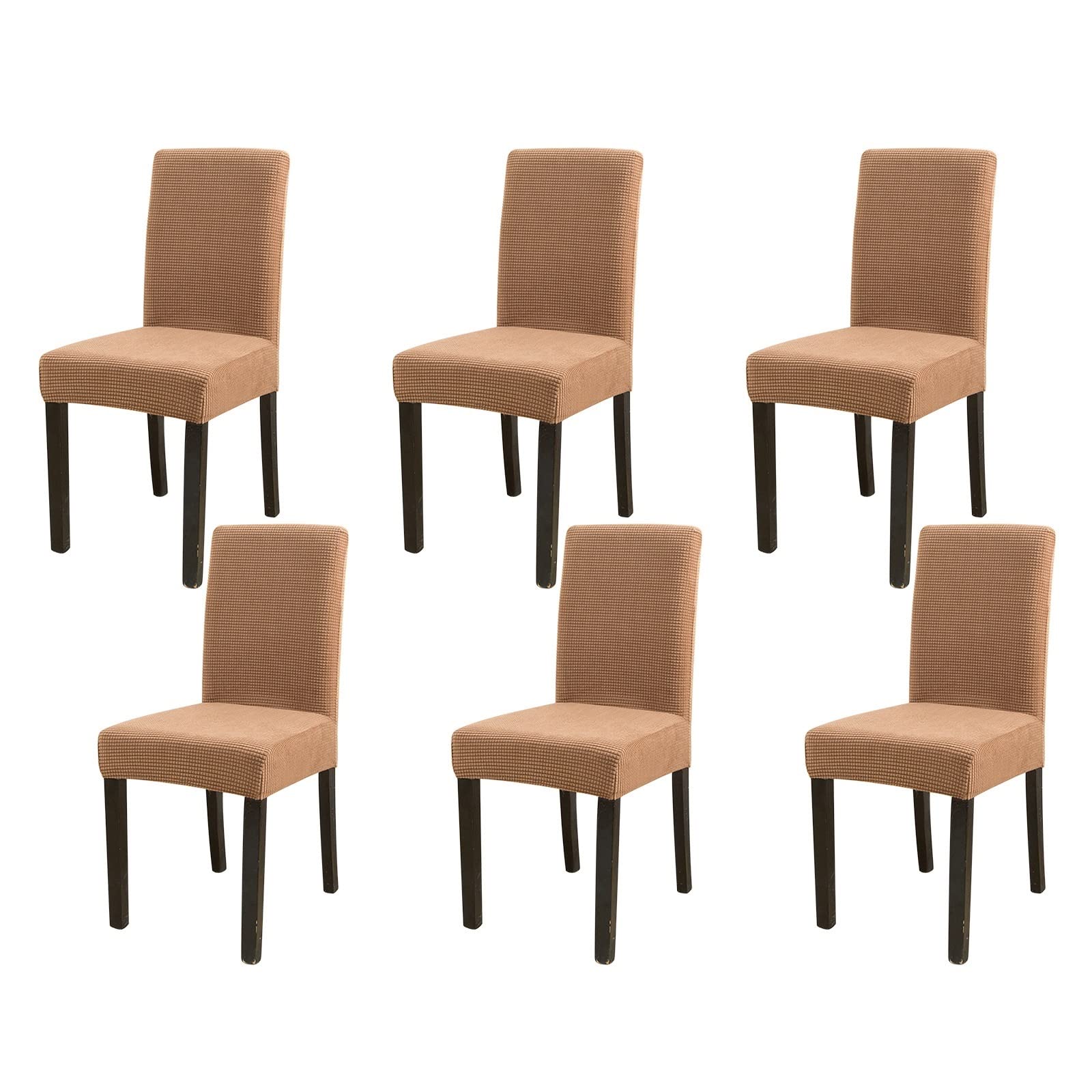 Housse de chaises en polyester gaufre brun KnSam pour lot de 6 assises