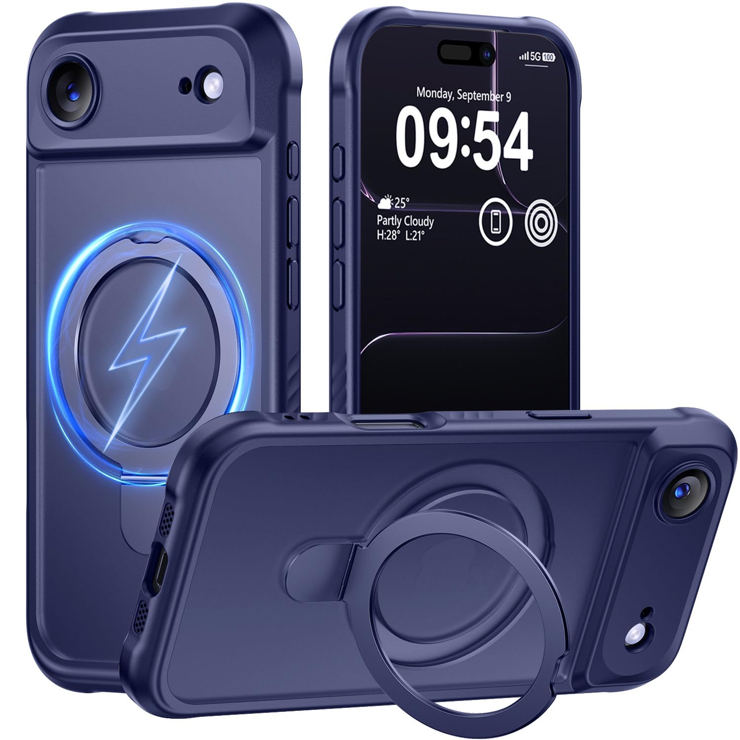 MOCCA Magnetic for iPhone 17 Air Case with Stand,Deep Blue