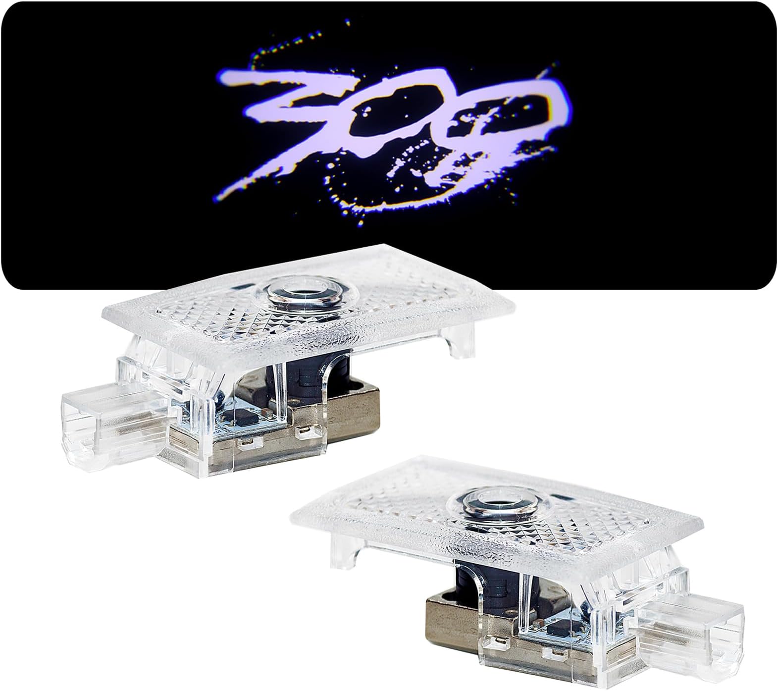 2pcs Never Fade Car LED Door Logo Compatible for 300 300C 300S 2005-2024,Ghost LED Projector Laser Courtesy Step Shadow Light Accessorie (White)