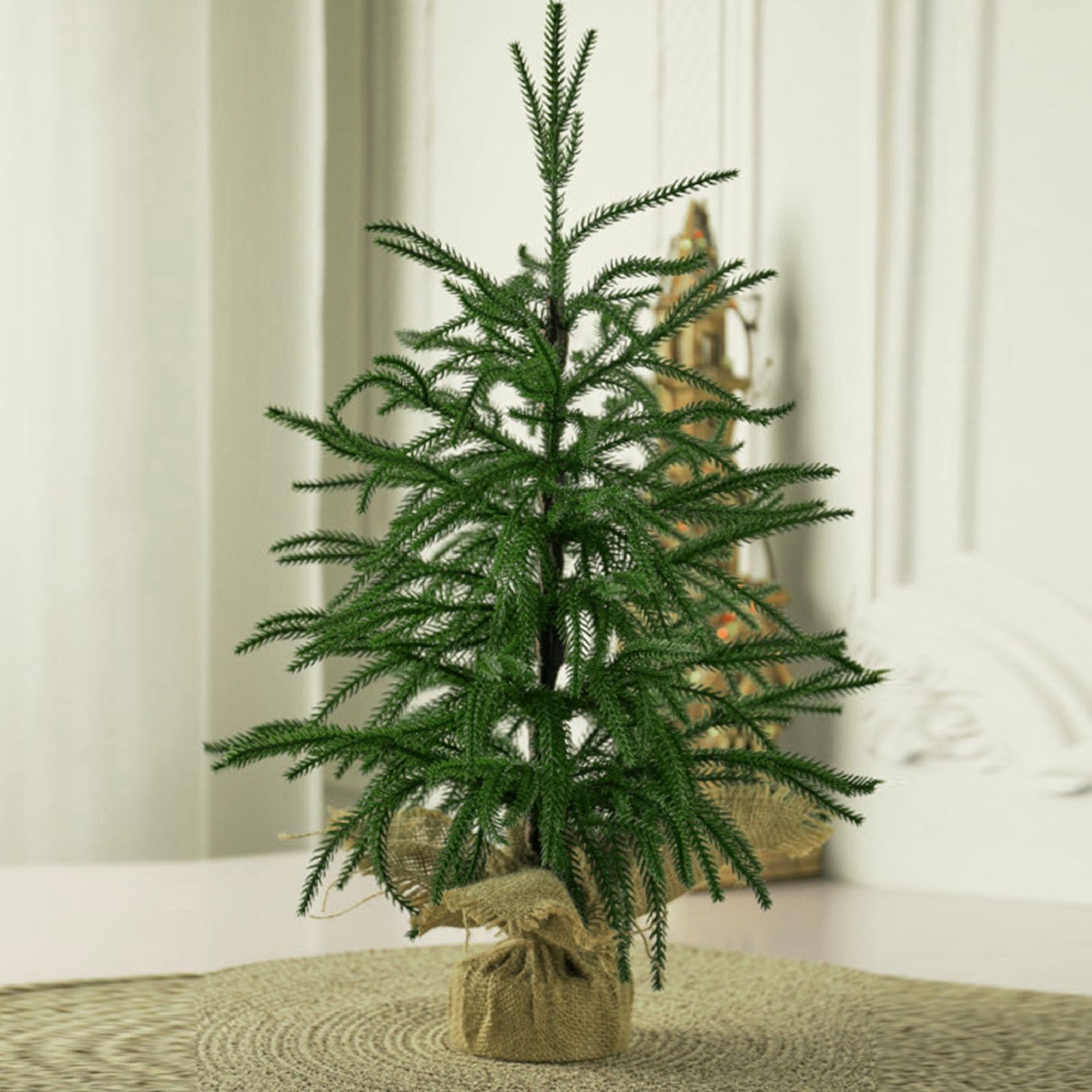 Piccolo albero di Natale artificiale, 60 cm, mini pino verde, decorazione da tavolo per casa, centrotavola per le vacanze, decorazione per tavolo da pranzo al chiuso