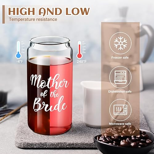 Miniatura 4 de Zubebe Juego de 3 piezas de regalos para novia para despedida de soltera, incluye taza de vidrio, bolsa de lona, bolsa de maquillaje para regalo de