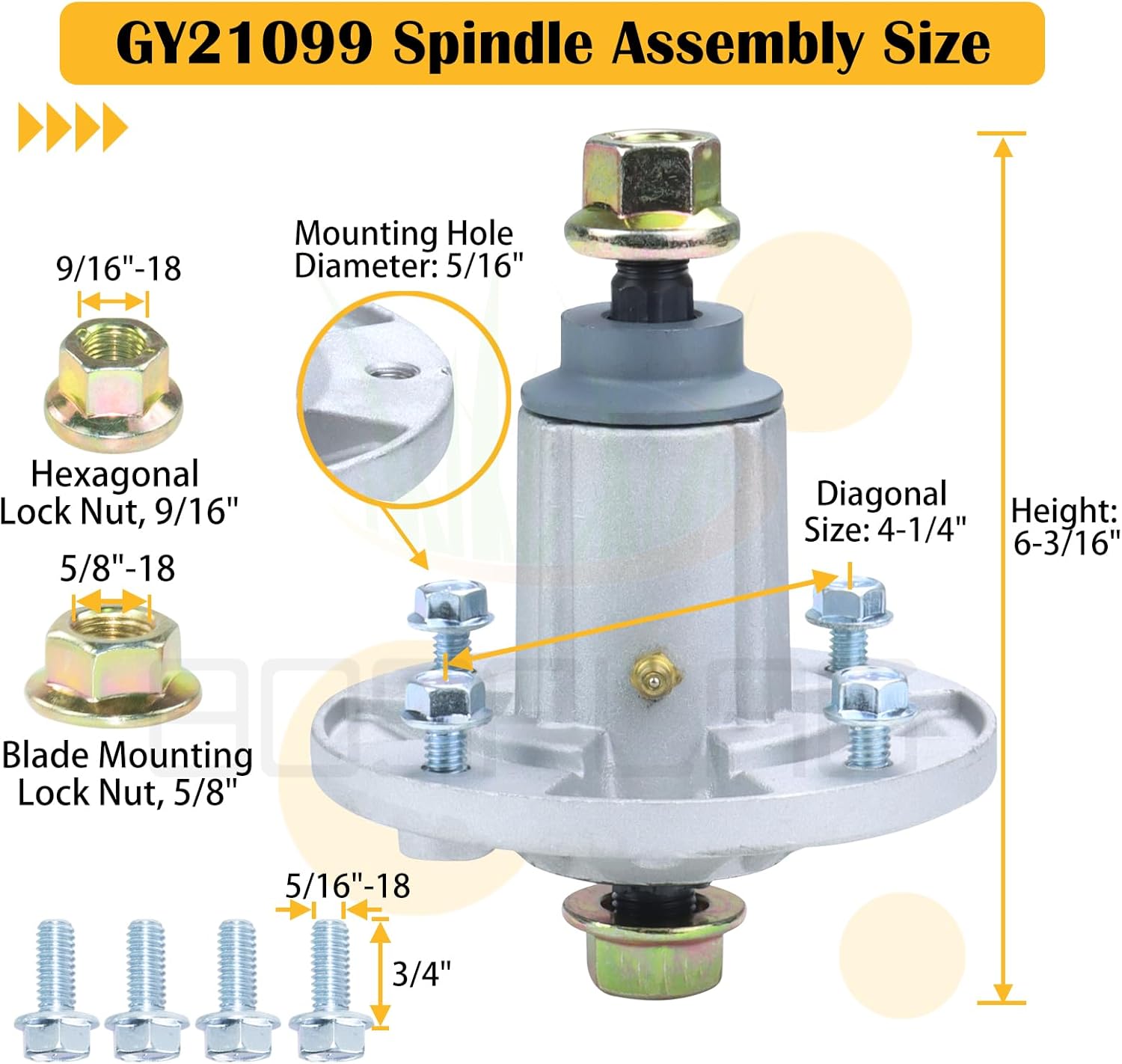 3 Pack GY21099 Spindle Assembly Replaces John Deere GY21099 Spindle kit John Deere Spindle Assembly GY21099 for John Deere D170 Spindle, 190C E180 G110 LA150 LA175 S180 Tractors