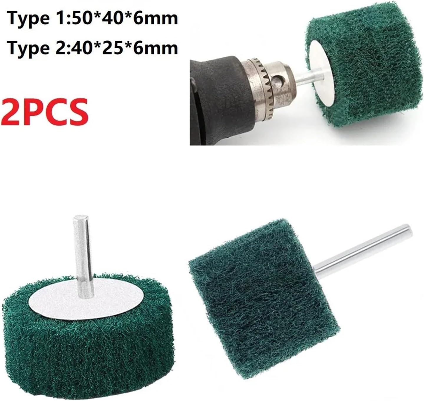 CAARLA Grinding Head 6MM Shank Flap Fiber Grinding Head Wheel Abrasive Mi ni Brush Drills Scouring Pad Nylon Polishing Grind Head Tools Accessories(2pcs)