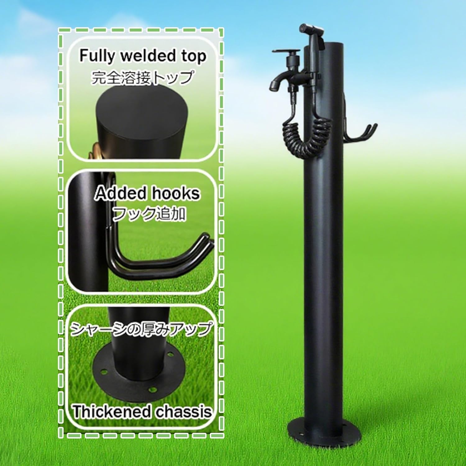Adjustable Freestanding Water Tap Column for Gardens - Easy Install Water Dispensing Pillar with Faucet, Outdoor Garden Accessory (95x8.9CM/37.4x3.5in)