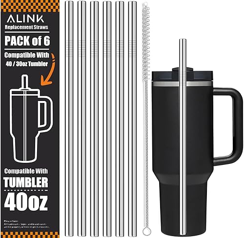 Miniatura 10 de ALINK Paquete de 10 popotes de repuesto para Stanley de 40 onzas y 30 onzas, popotes de plástico transparentes reutilizables de 12 pulgadas de largo