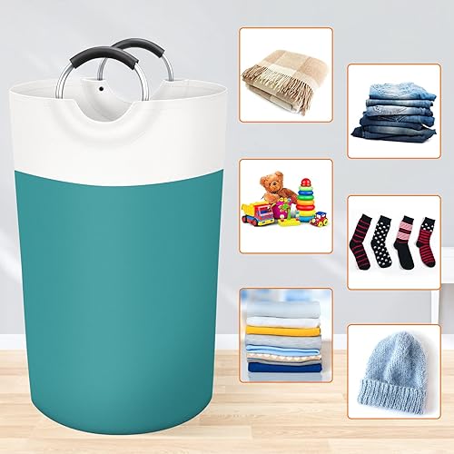 Vista 92 de BlissTotes - Canasta de lavandería plegables para ropa sucia, canasta impermeable con asas de aluminio protegidas de espuma para dormitorio Azul