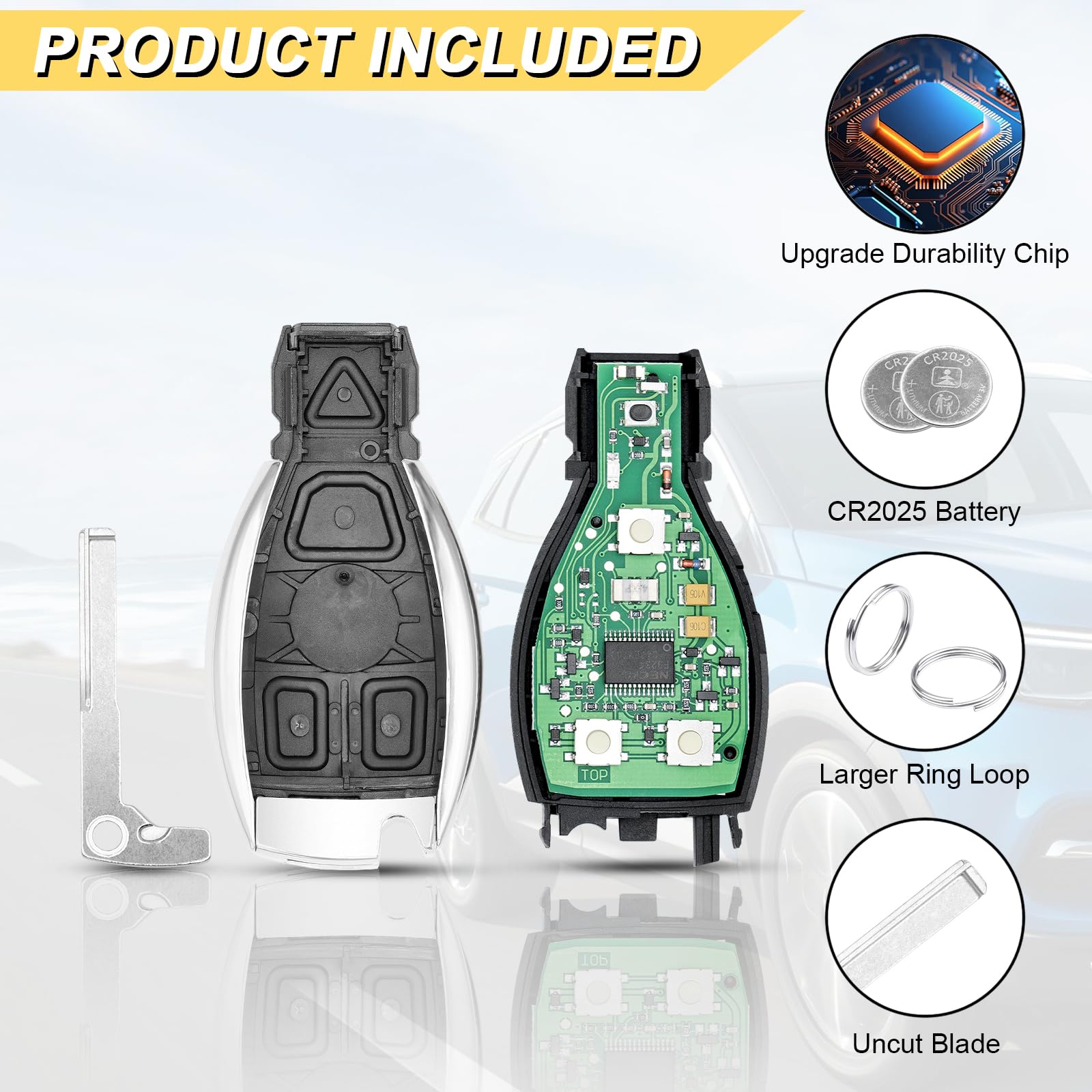 4-Button Remote Fobik Key Fits 1997-2014 Mercedes Benz / IYZ-3312 - Foto 7