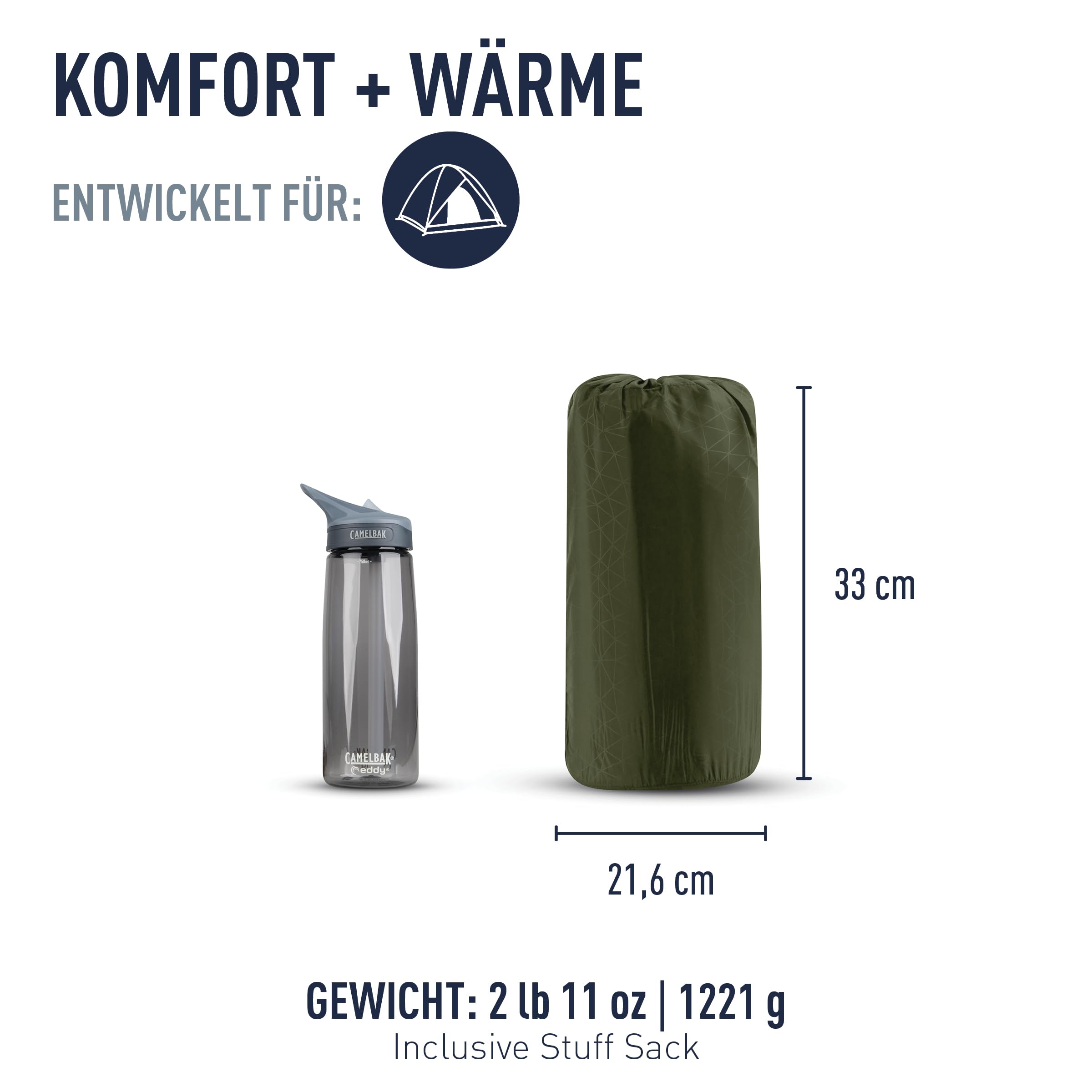 SEA TO SUMMIT - Camp Plus Self Inflating Isomatte Large - Dicke & warme Schlafmatte - Reparatur-Kit & Pillow Lock-System - 4 Jahreszeiten - Camping - 198 x 64cm - Green - 1185g