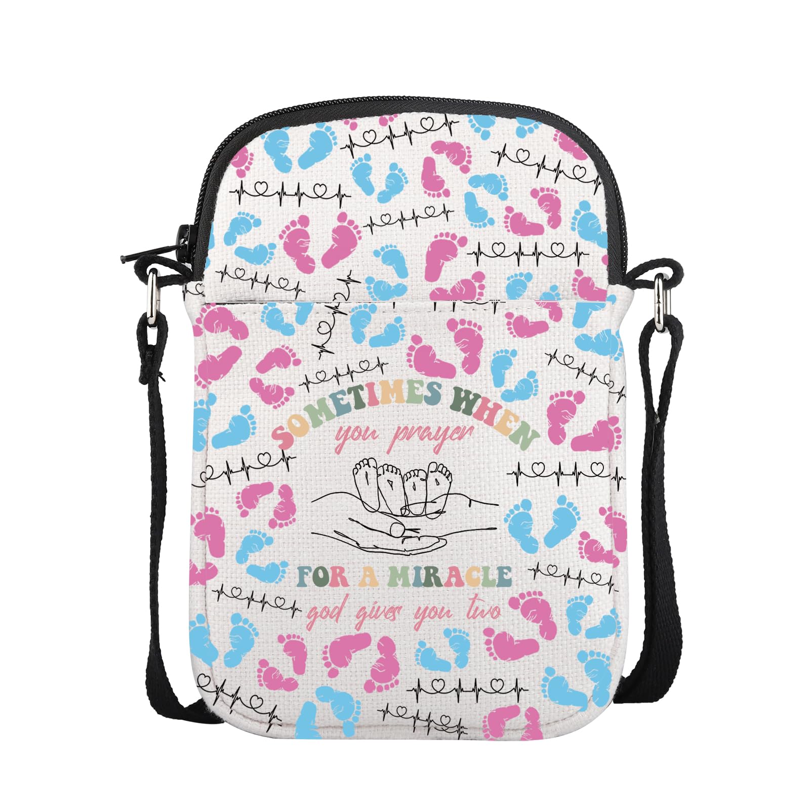 AKTAP Mom Of Twins Gift Twins Mama Inspirational Crossbody Bag Mommy To Be Gifts For New Mom Travel Bag Mothers Day Gift (CB