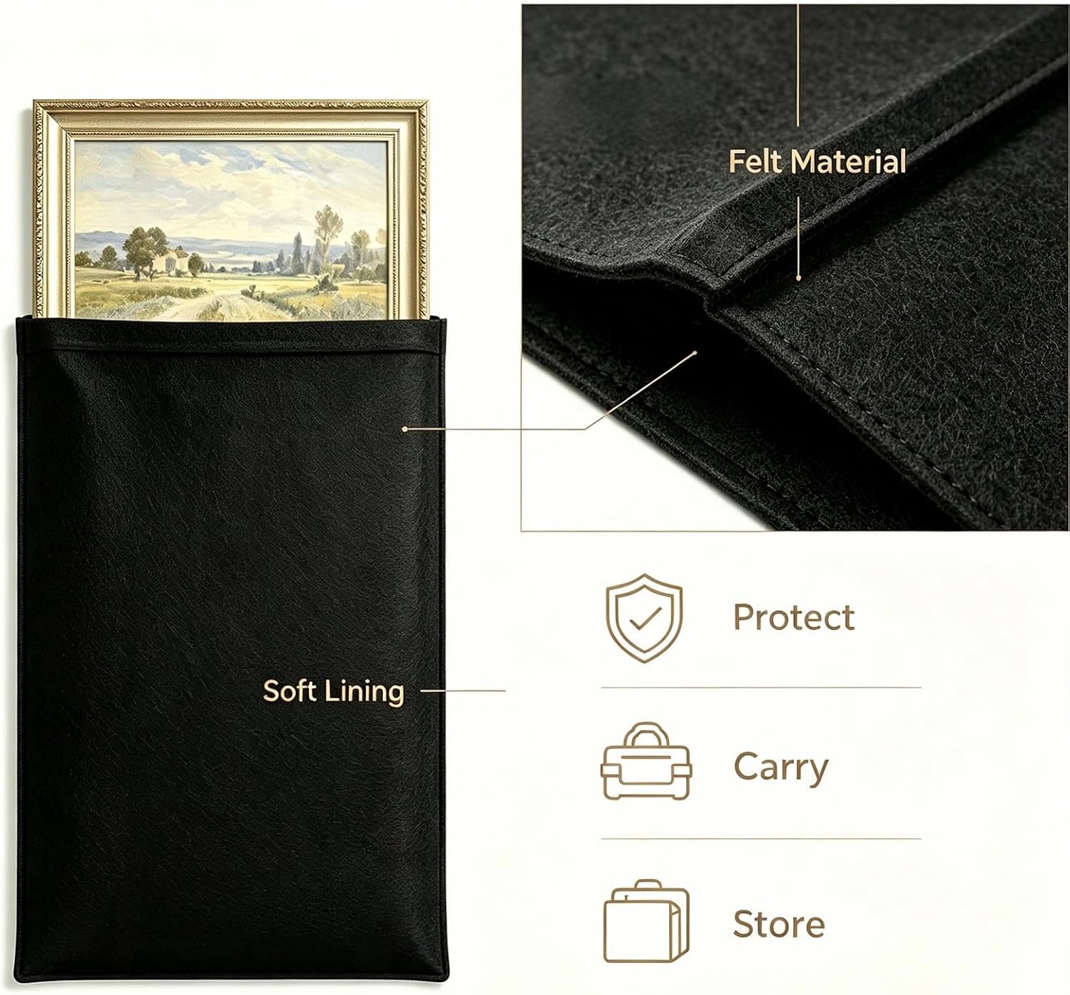 2Pcs Felt Storage and Moving Bags for Picture Frame, Mirror, Artwork(30x40)