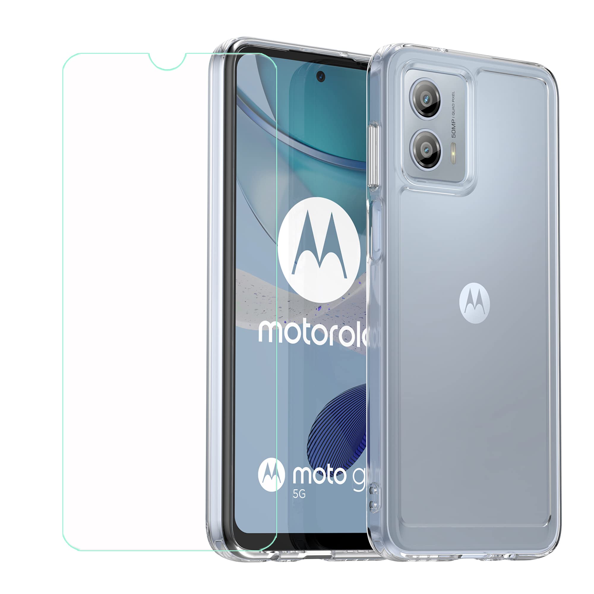 HGJTF Cover per Motorola Moto G53 (6.5) con 1 Pezzi Pellicola Vetro temperato, Custodia Protettiva in TPU in Silicone Ultra Morbido Clear Antiurto per Motorola Moto G53 - Girasole
