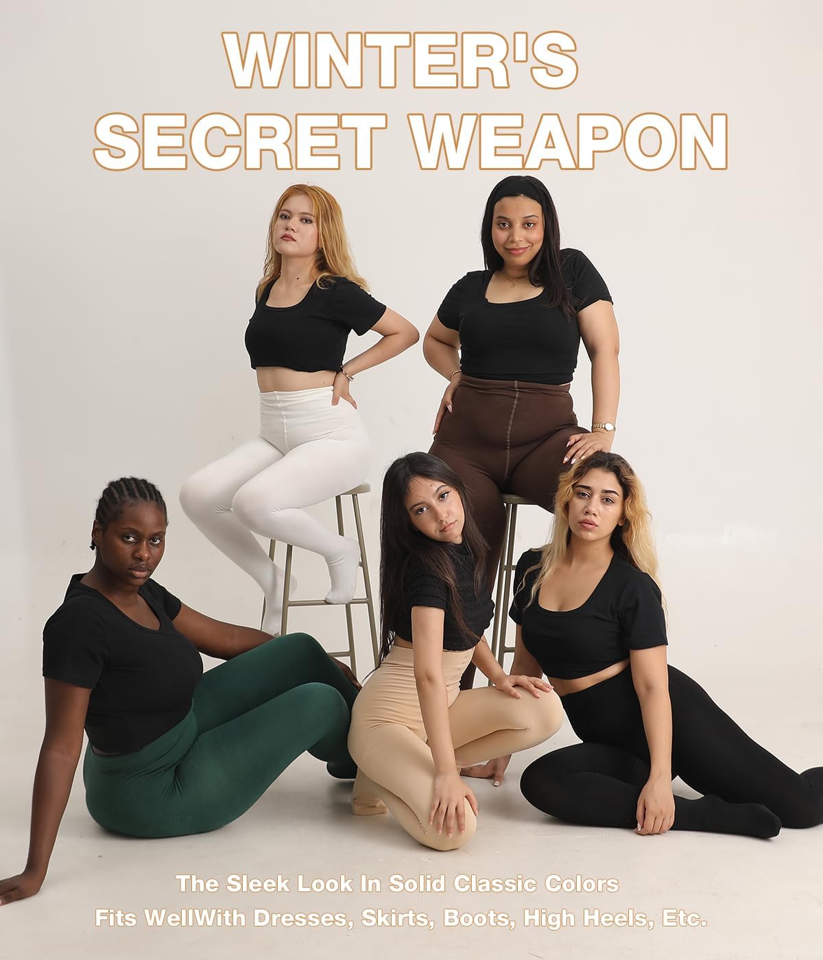 MERYLURE Plus Size Fleece Lined Tights, Warm Winter Thermal Pantyhose Women, Queen Thick High Waisted Opaque Leggings - Image 9