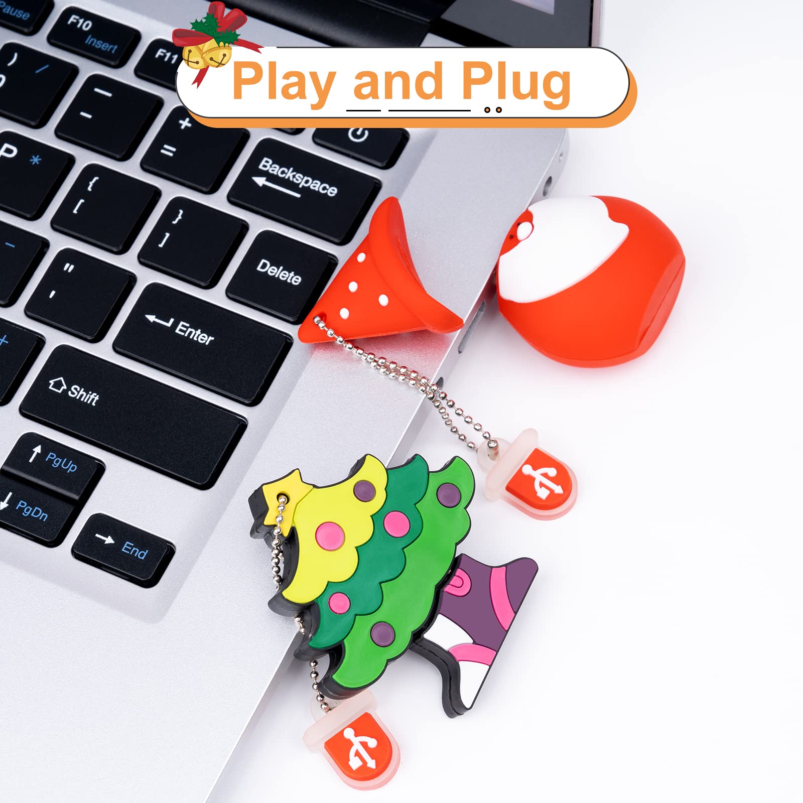 5 pezzi 32GB USB Pen Drive Penna Usb Porta Chiavette Usb Chiave Usb Babbo Natale Alce Carino USB Serie di Natale Regali per i bambini Supporta PC Tablet portatile(5 * 32GB,Natale)