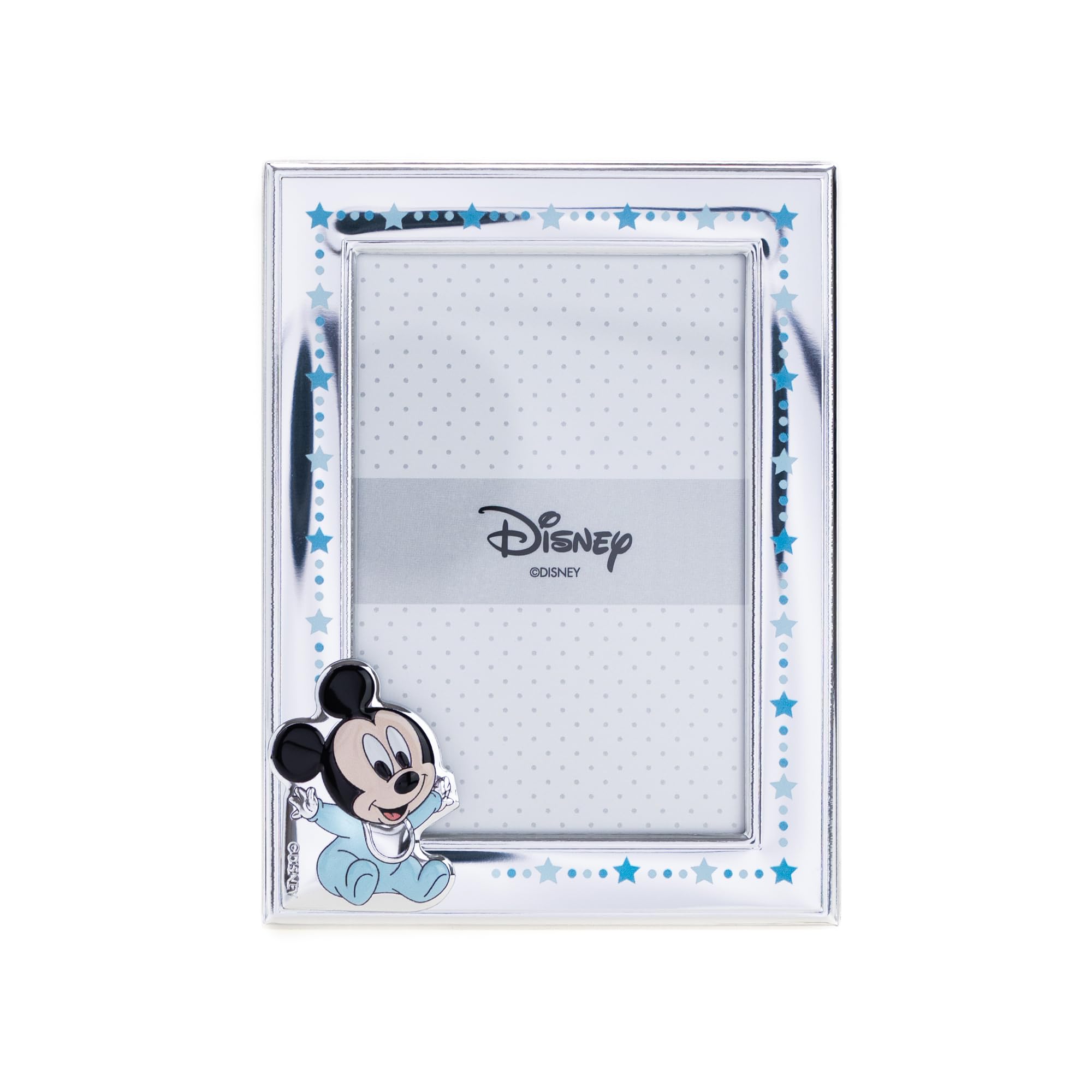 VALENTI & CO. Disney Baby - Mickey - Marco de fotos de plata para niños, idea de regalo bautizo, nacimiento o cumpleaños (9 x 13 cm)