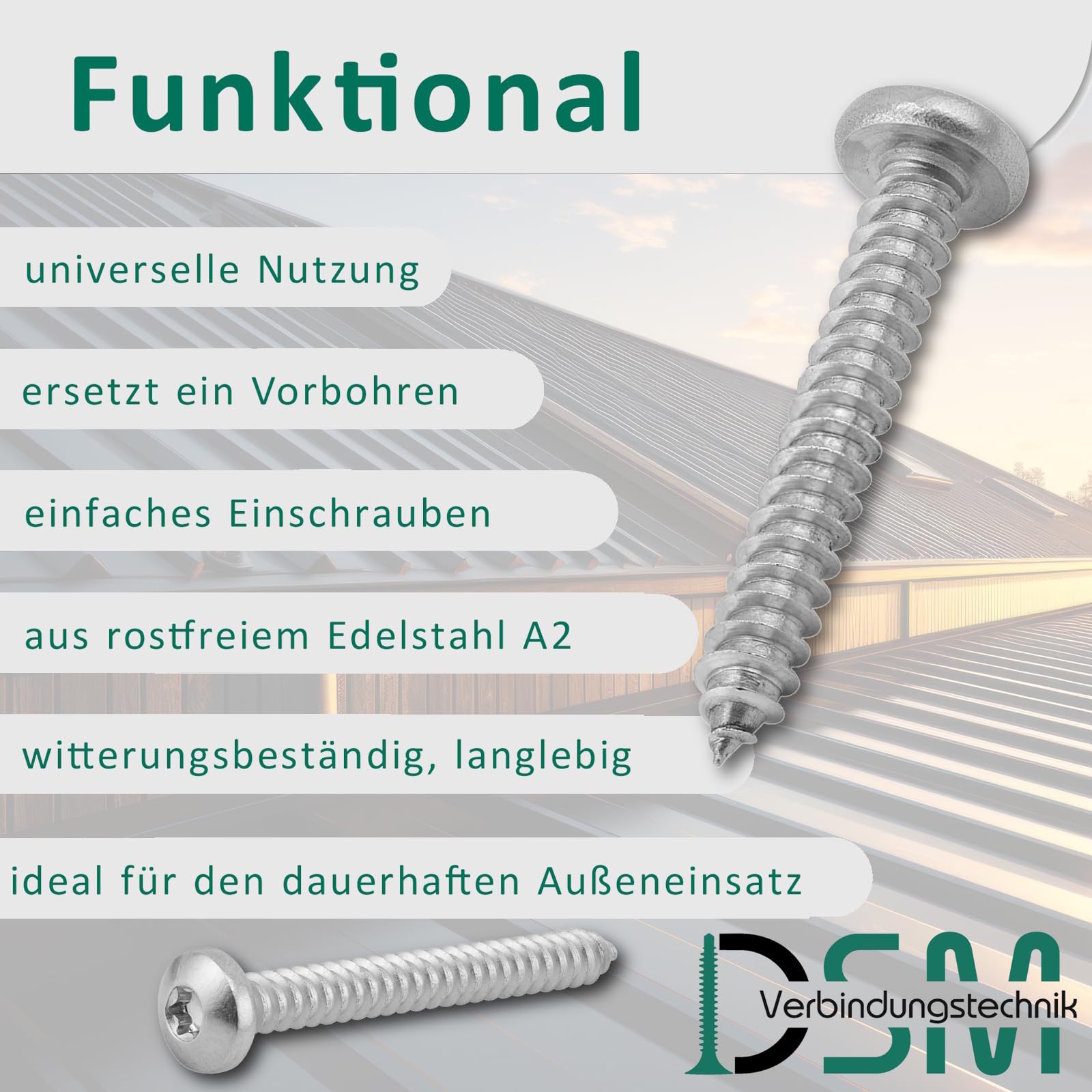 Edelstahl Flachkopfschrauben ISO 14585 - 4,8x19mm Torx Selbstschneidend 50 Stück