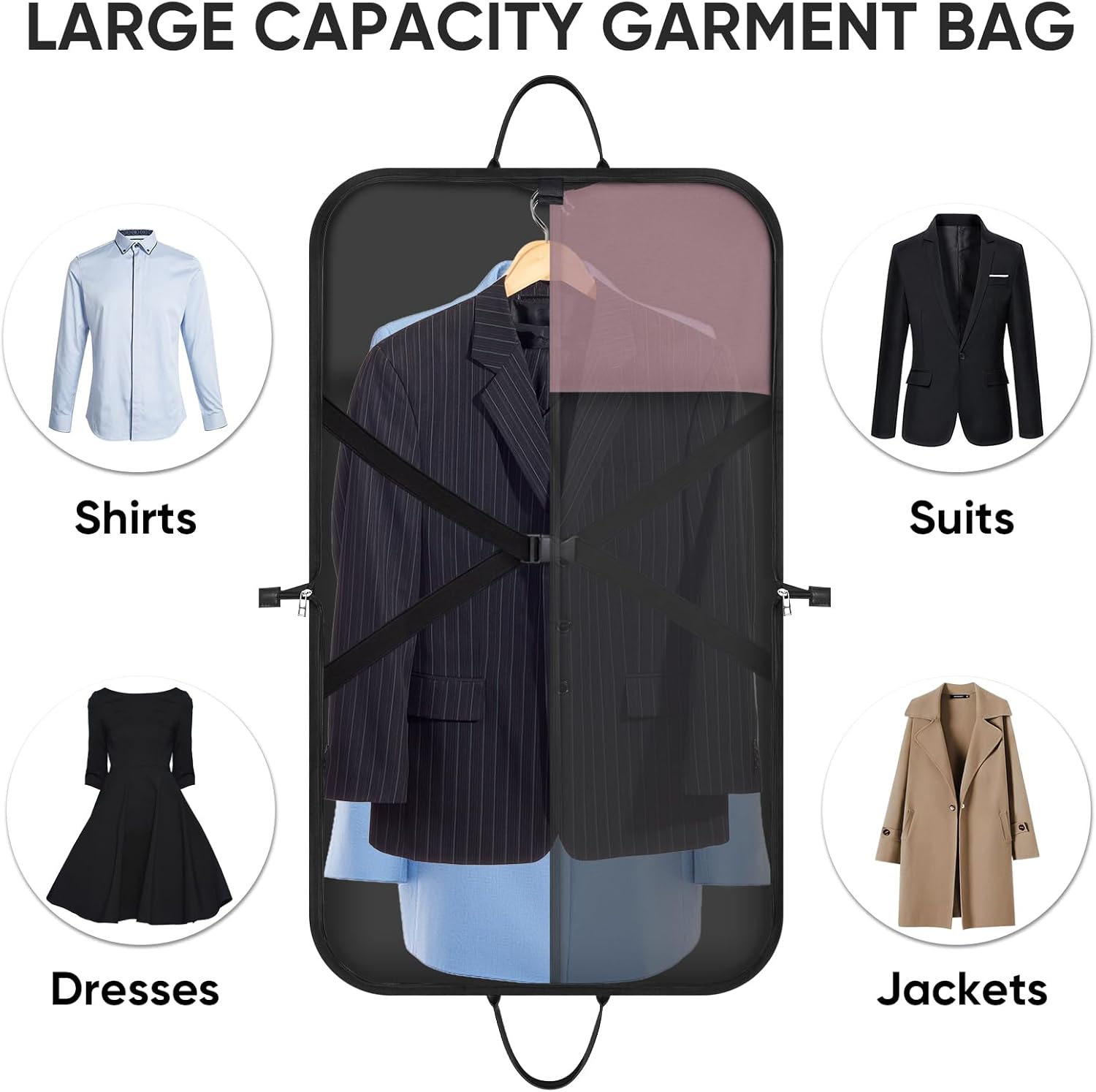 BALEINE Travel Garment Bag, Travel Suit Bag for Men, 42'' Waterproof Carry on Garment Bag for Hanging Clothes, Garment Duffel Bag for Travel Business (Pink) - Image 5