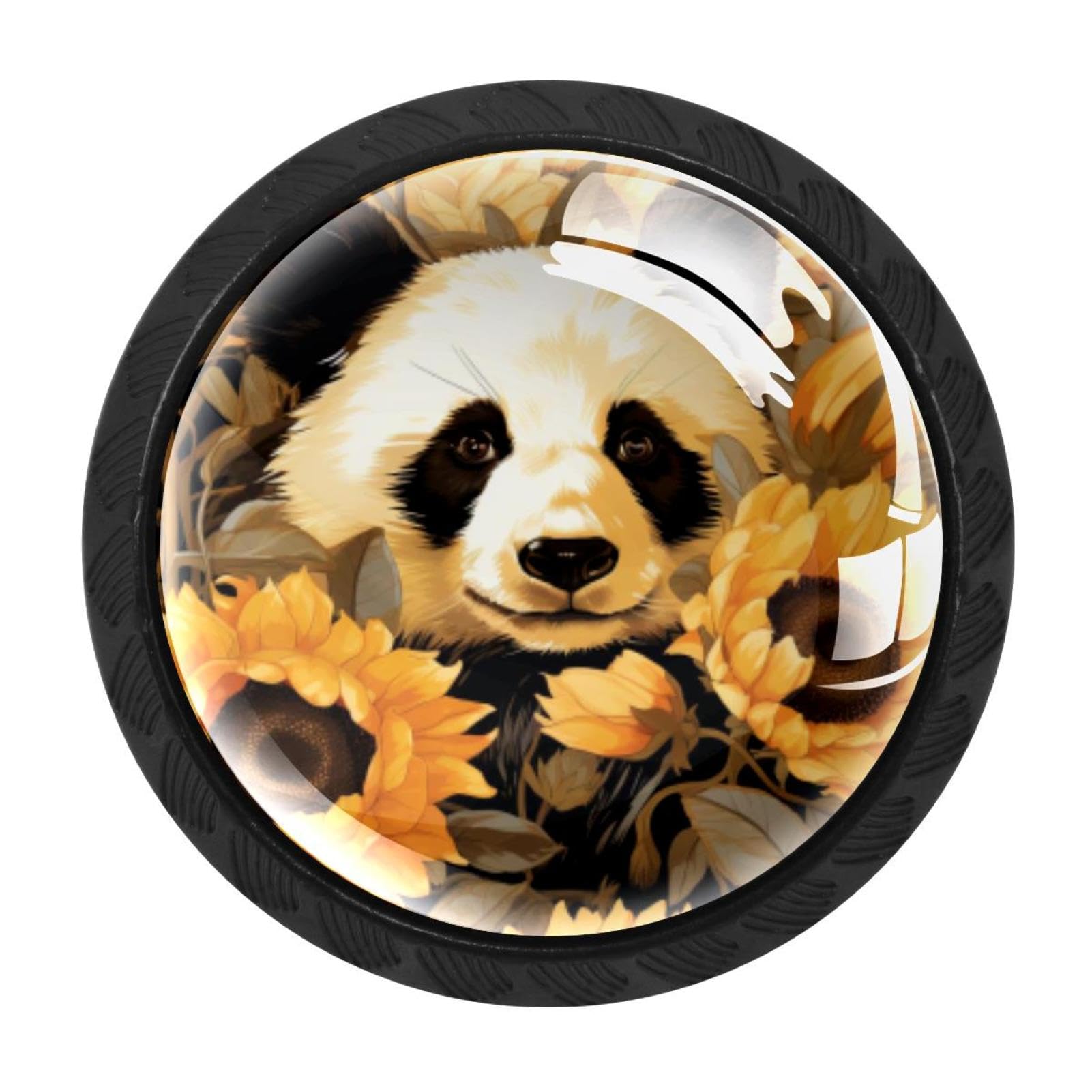 CHENZZZZ 4 Pieces Kitchen Cabinet Drawer Dresser Door Knobs Pulls Handles, Panda Sunflower